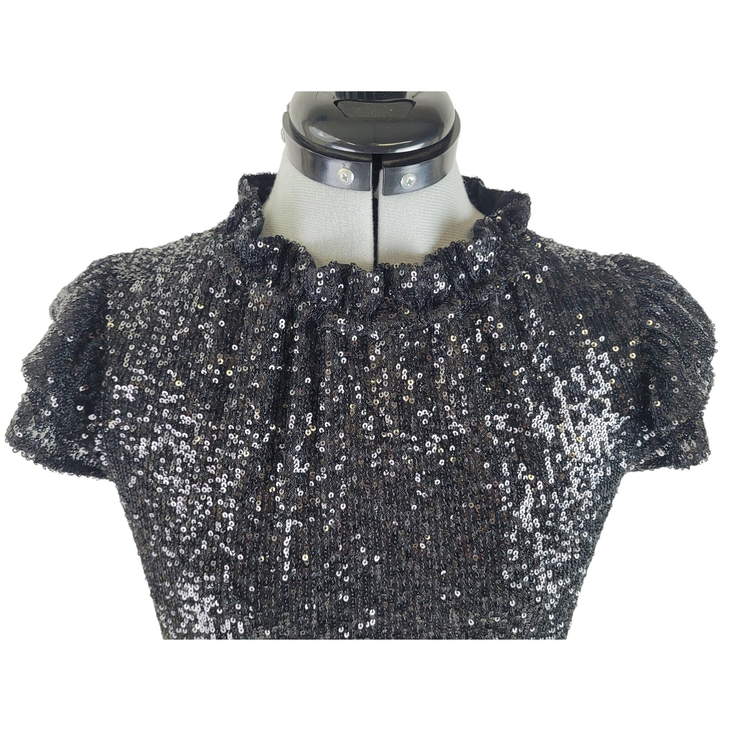 Sail to Sable Black Sequin Tiered Tunic Mini Dress Sz XXS NWT Retail $268