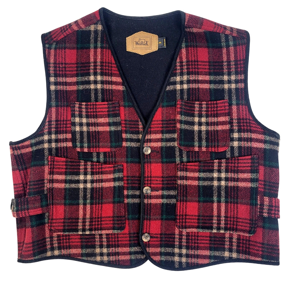 Vintage Woolrich Red Black Tartan Plaid Wool Vest Men's Sz XXL