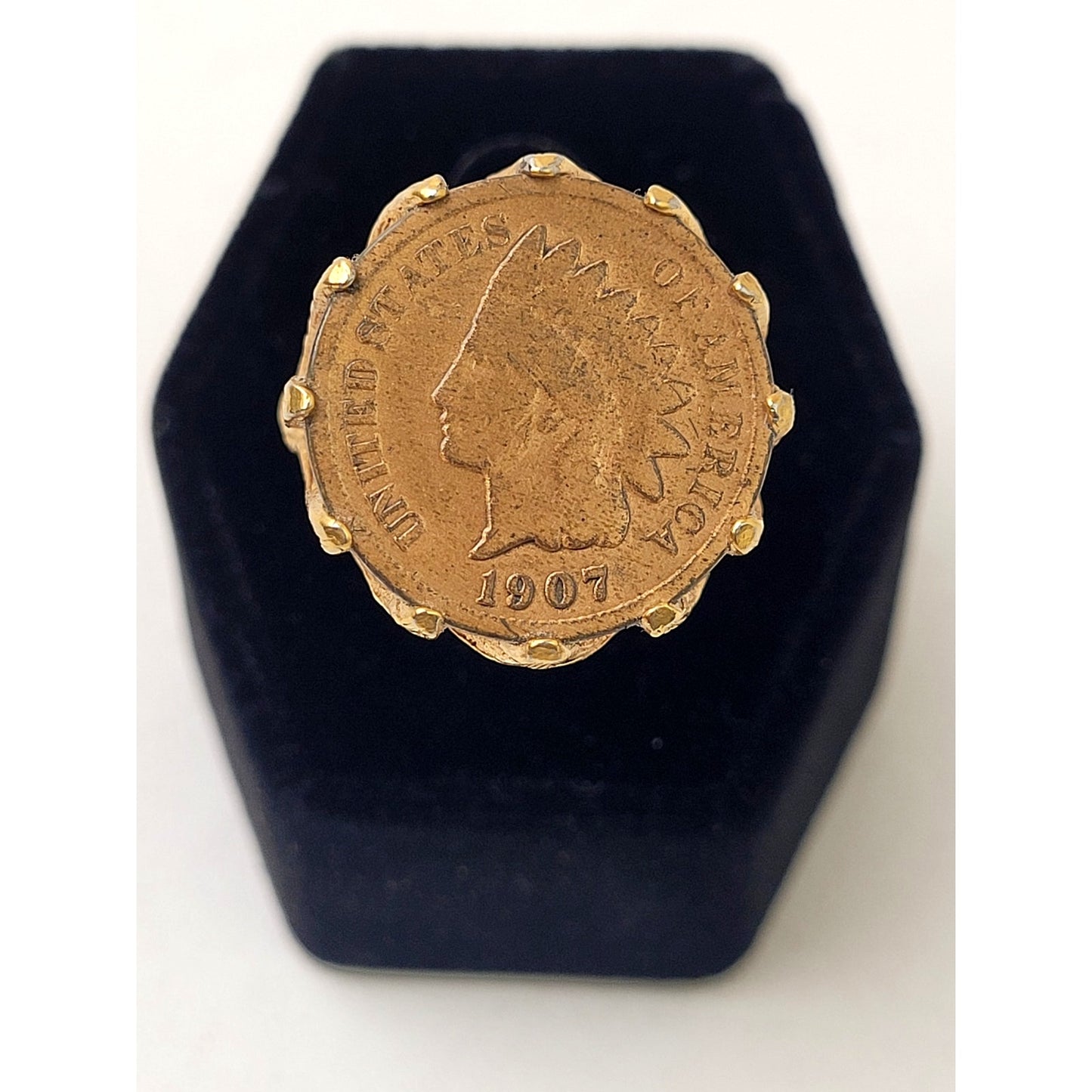 Vintage 1907 Penny Ring 18K GE Gold Electroplated Band | Sz 8.75