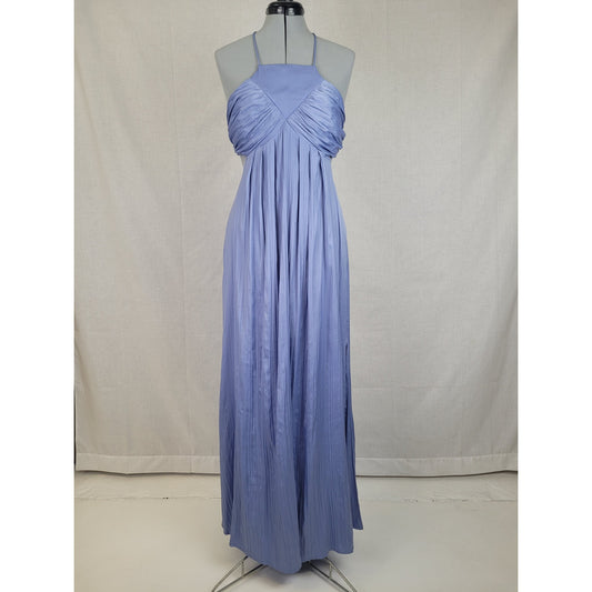 Anthropologie Maxi Dress Gown Periwinkle Low Back Side Slit Women's Sz M