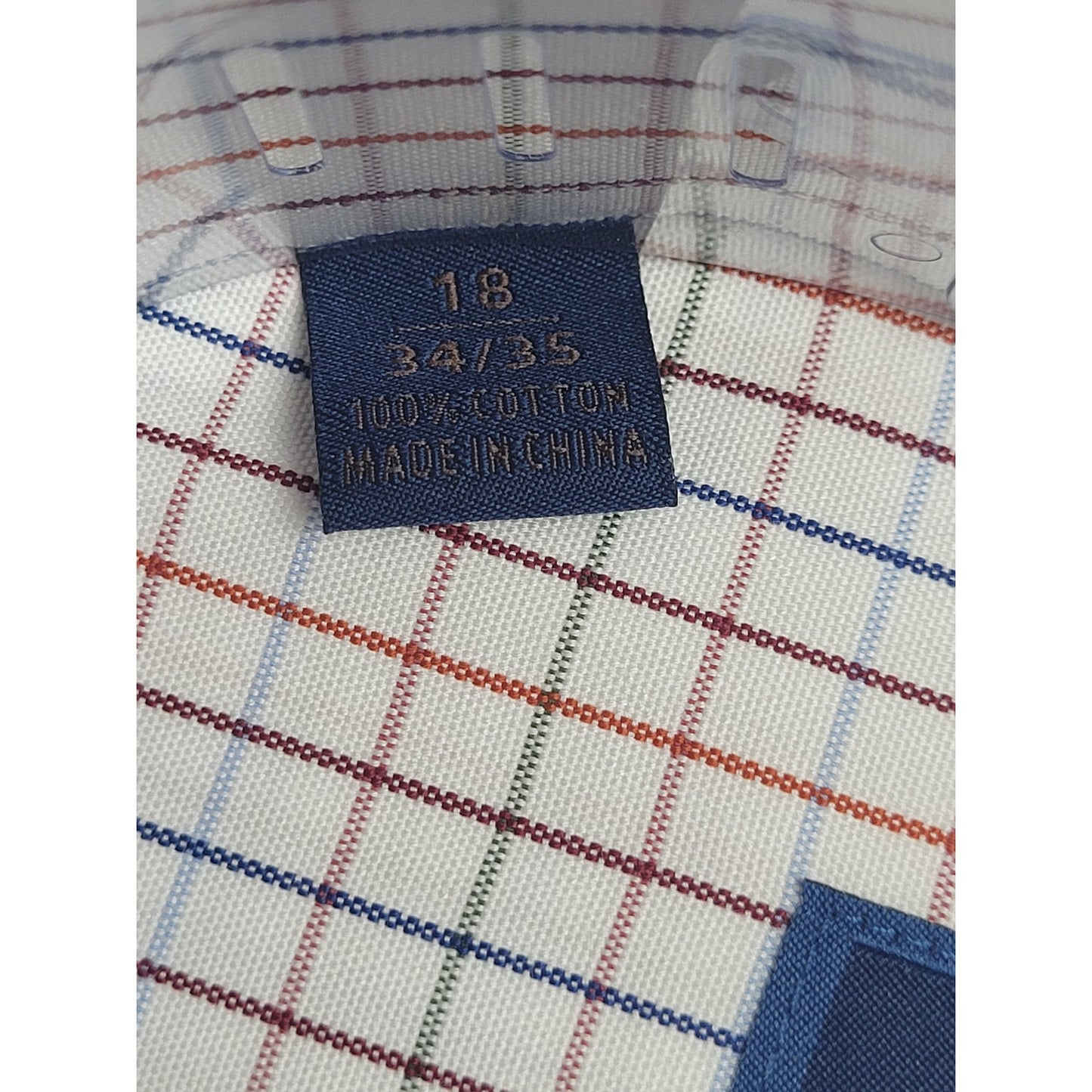 David Donahue Trim Fit Multi Check Dress Shirt Sz 18 X 34/35 NWT MSRP $145