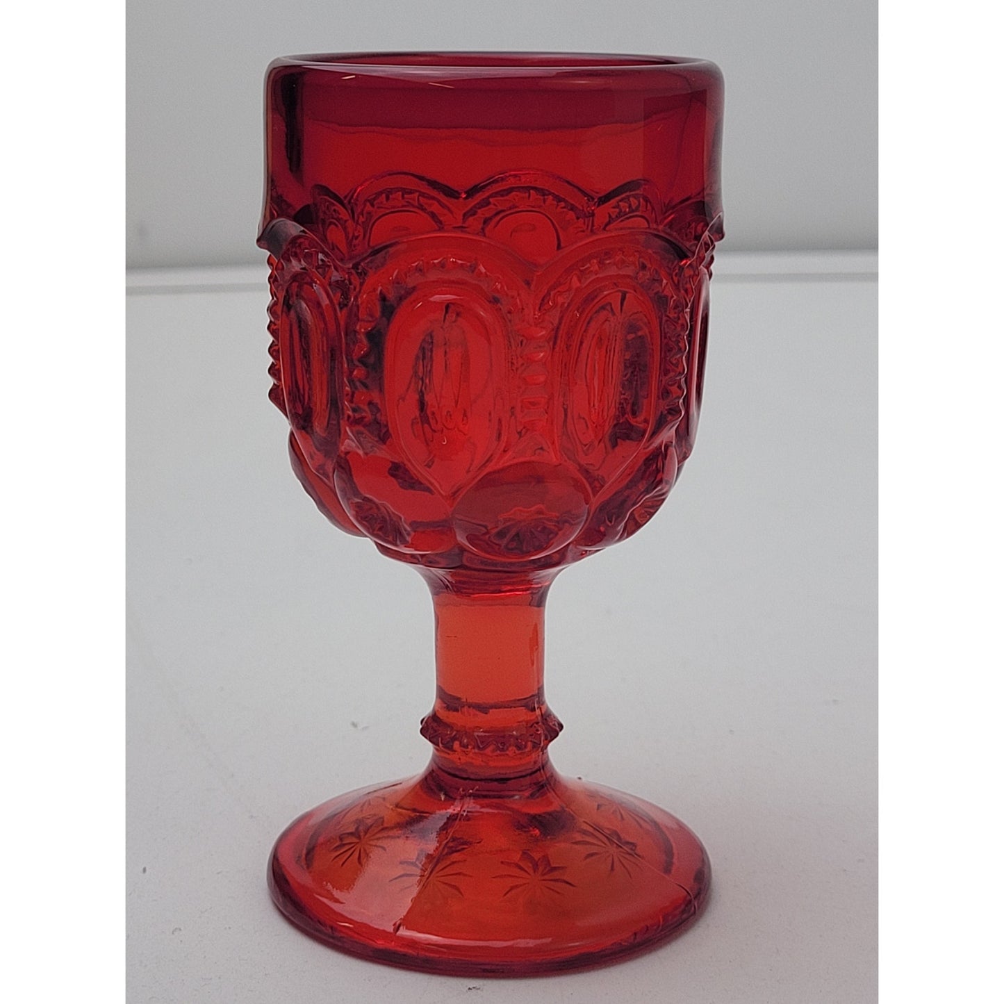 Vintage L.E. Smith Moon & Stars Ruby Red Wine Glasses - Set of 8 + bonus