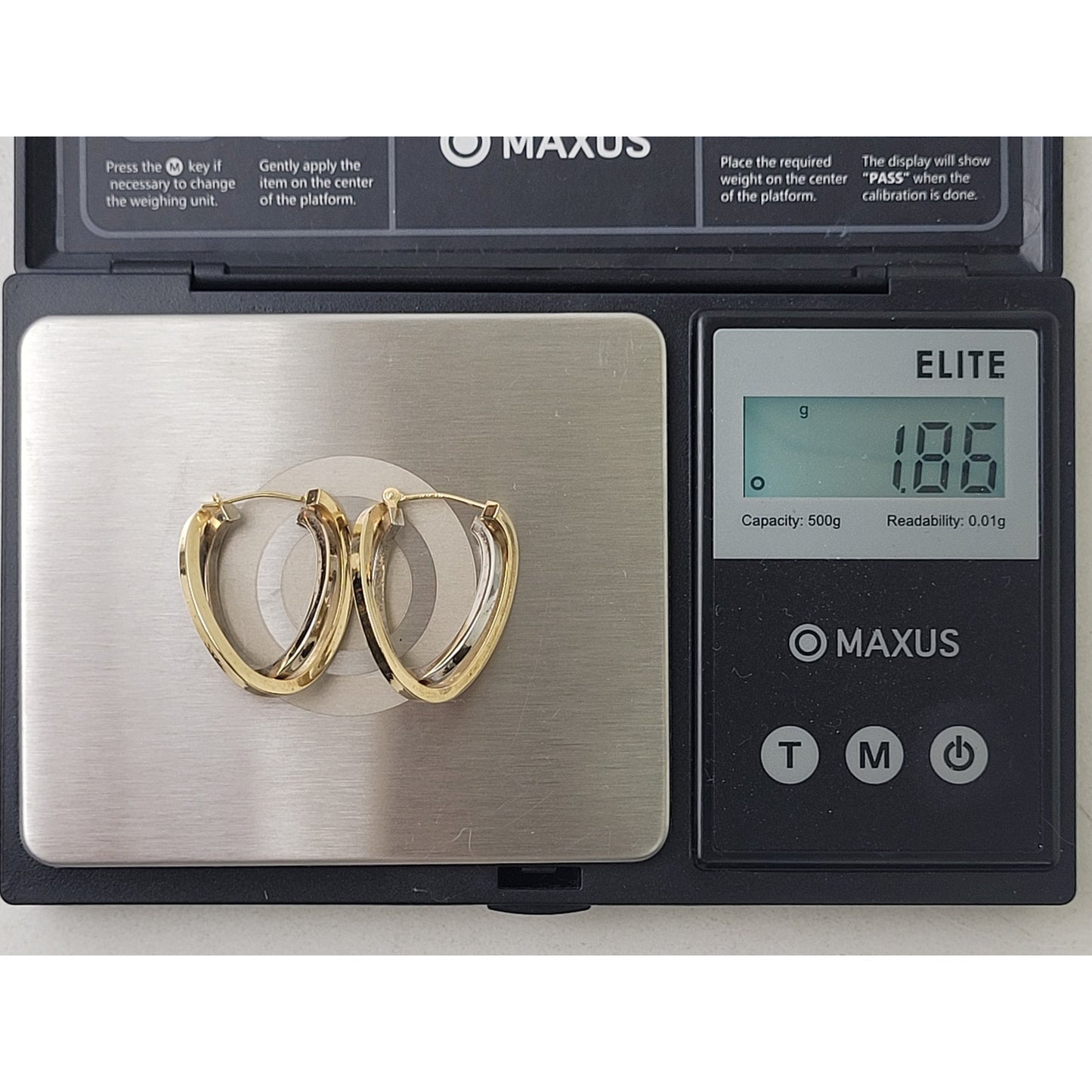 14K Yellow & White Gold Two-Tone Interlocking Crossover 1" Hoop Earrings