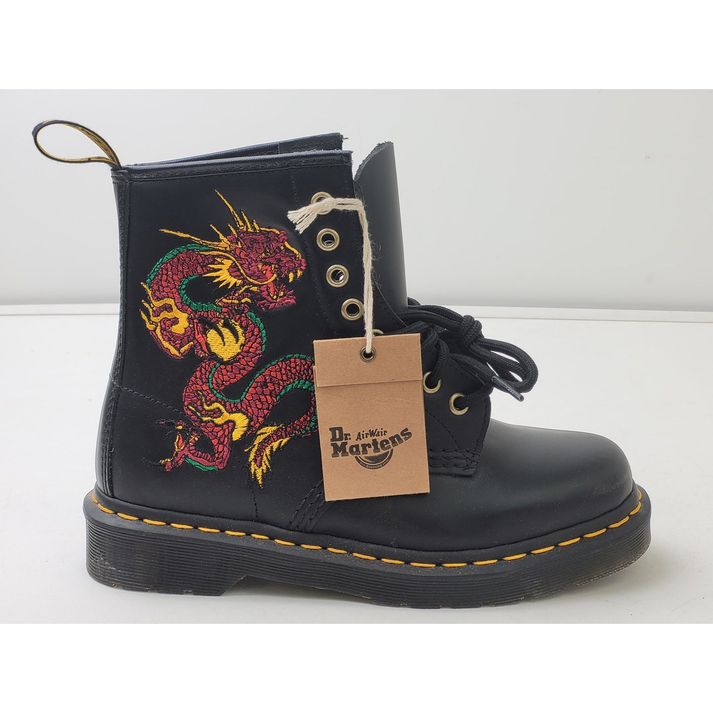 Dr. Martens 1460 Leather Boots w Dragon Embroidery Women's Sz 37 NWT