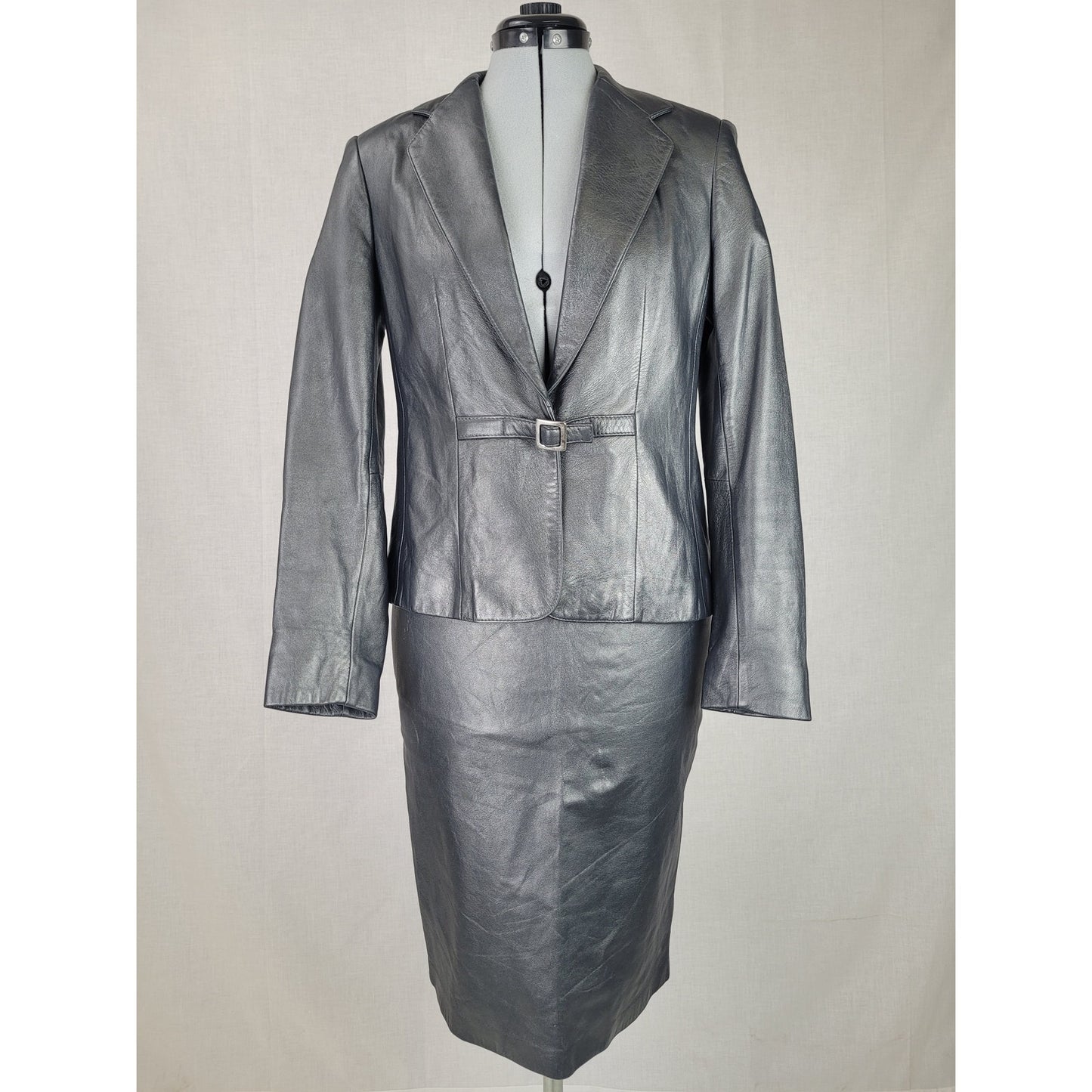 Vintage Leather Pencil Skirt Suit Sz S