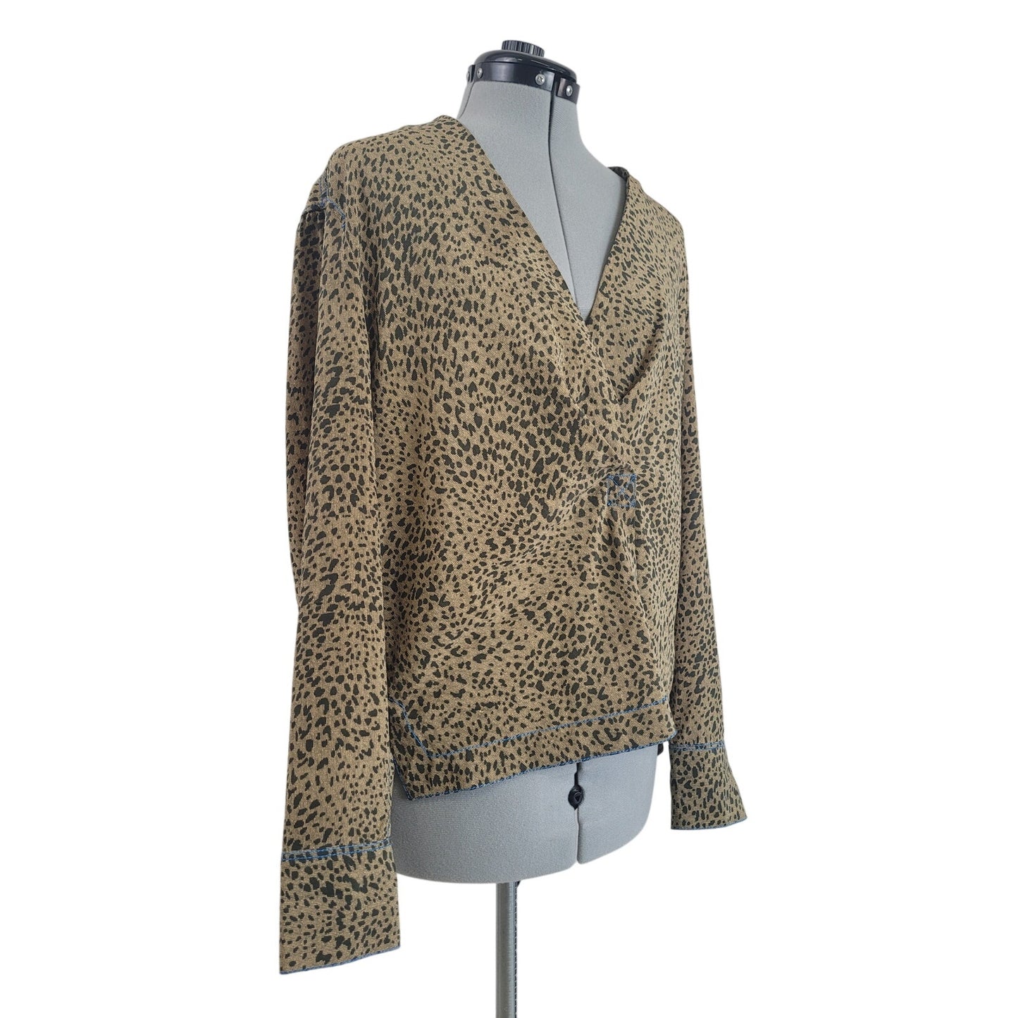 Rag & Bone Leopard Print Silk Blouse Sz L