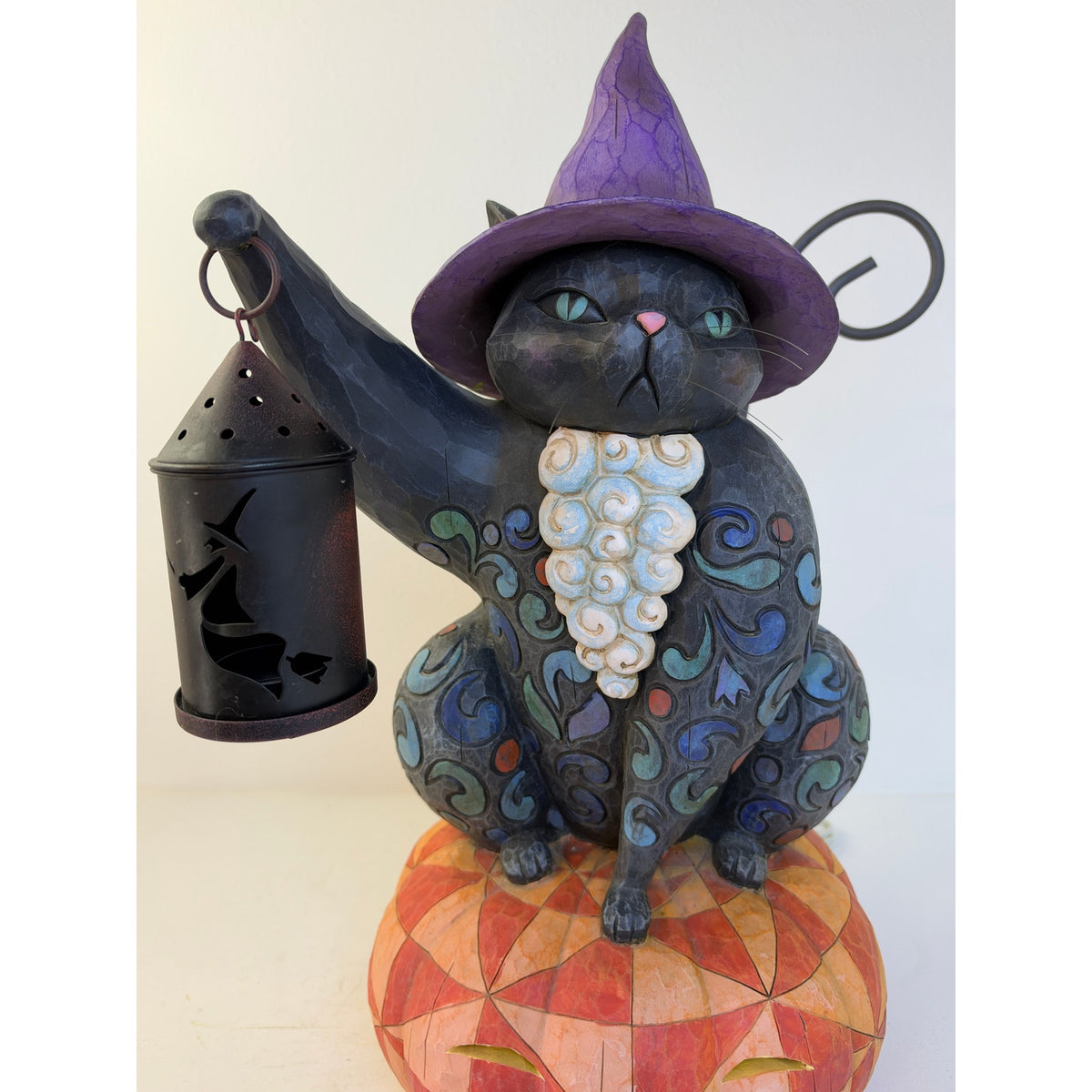 VTG Jim Shore Heartwood Creek On the Night Watch Lighted Halloween Cat Figurine