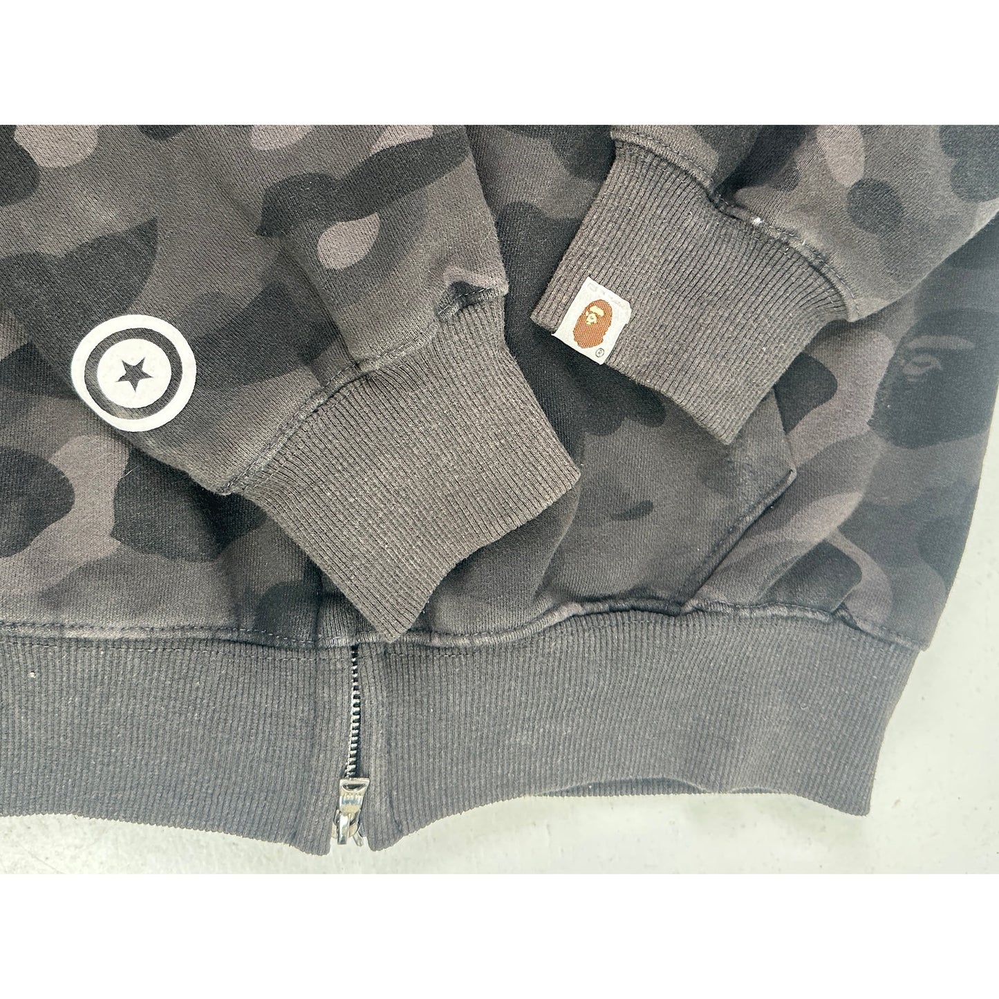 A Bathing Ape (BAPE) Black / Gray Camo Shark Full Zip Hoodie Men's Sz M/L
