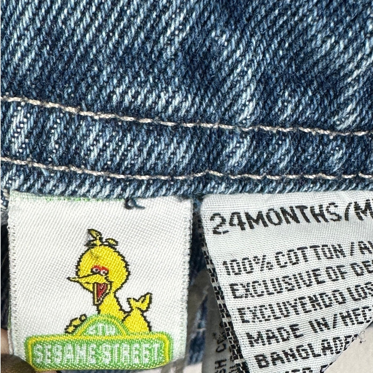 Vintage Sesame Street Elmo & Natalie Denim Cargo Overalls Sz 24 Months