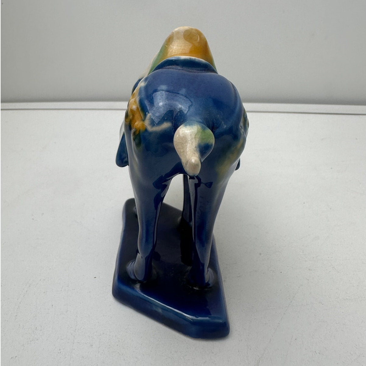 Vintage Chinese Tang Dynasty Style Sancai Glazed Ceramic War Horse Figurines