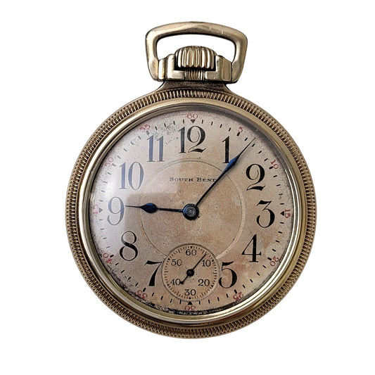 Antique 1920s South Bend 17J 10K GF Open Face Pocket Watch Made in USA | Working
