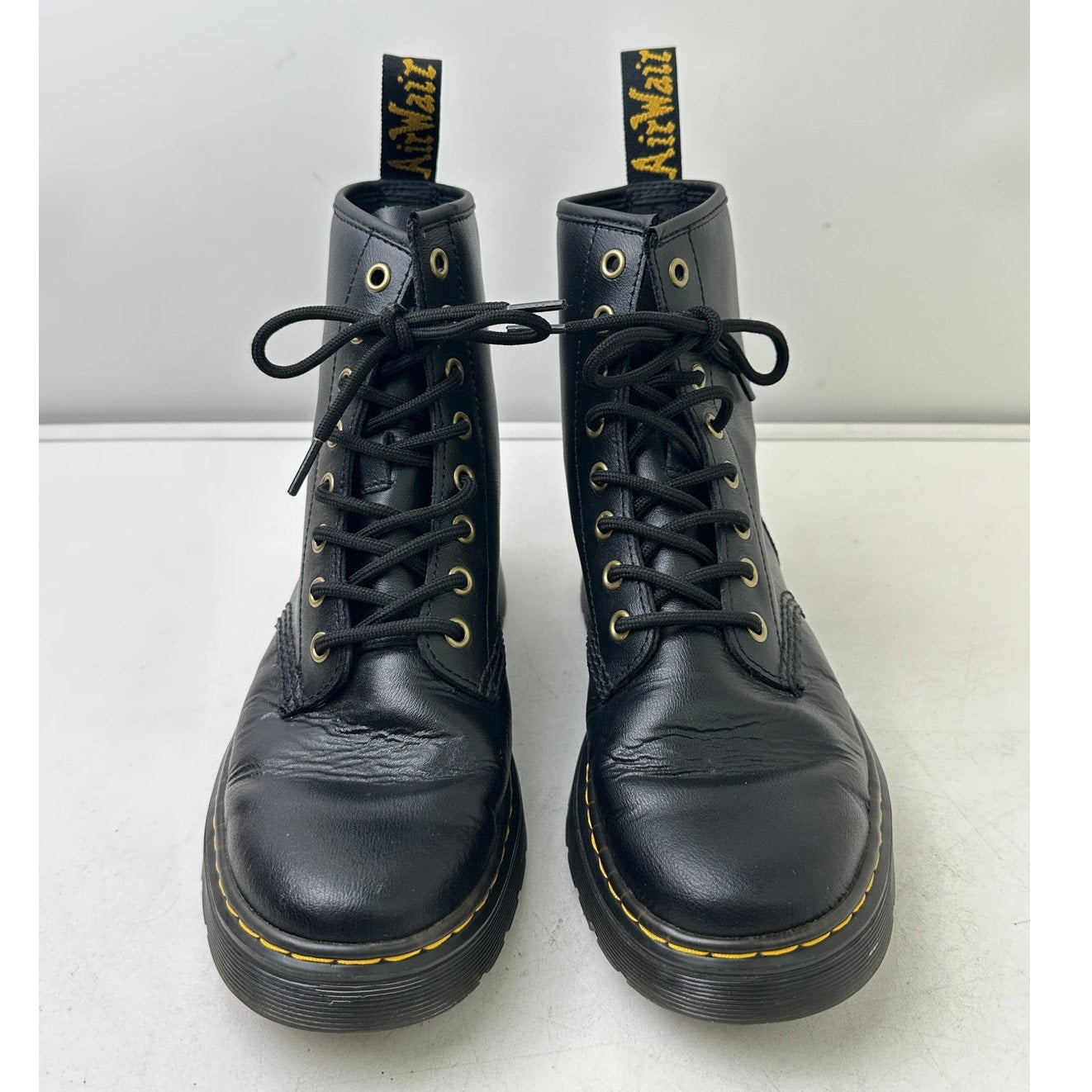Dr. Martens Zavala Black Leather Combat Boots Women's Sz 8