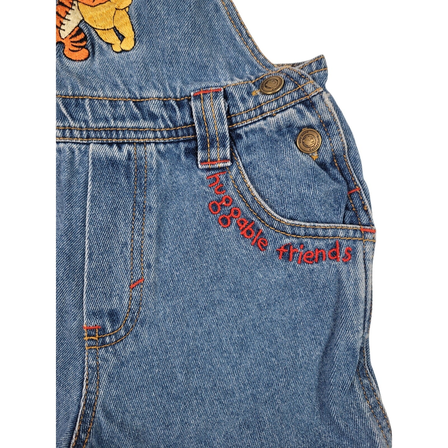 Vintage Winnie the Pooh Denim Overalls "Best Buddies" Embroidery Sz 24 Months