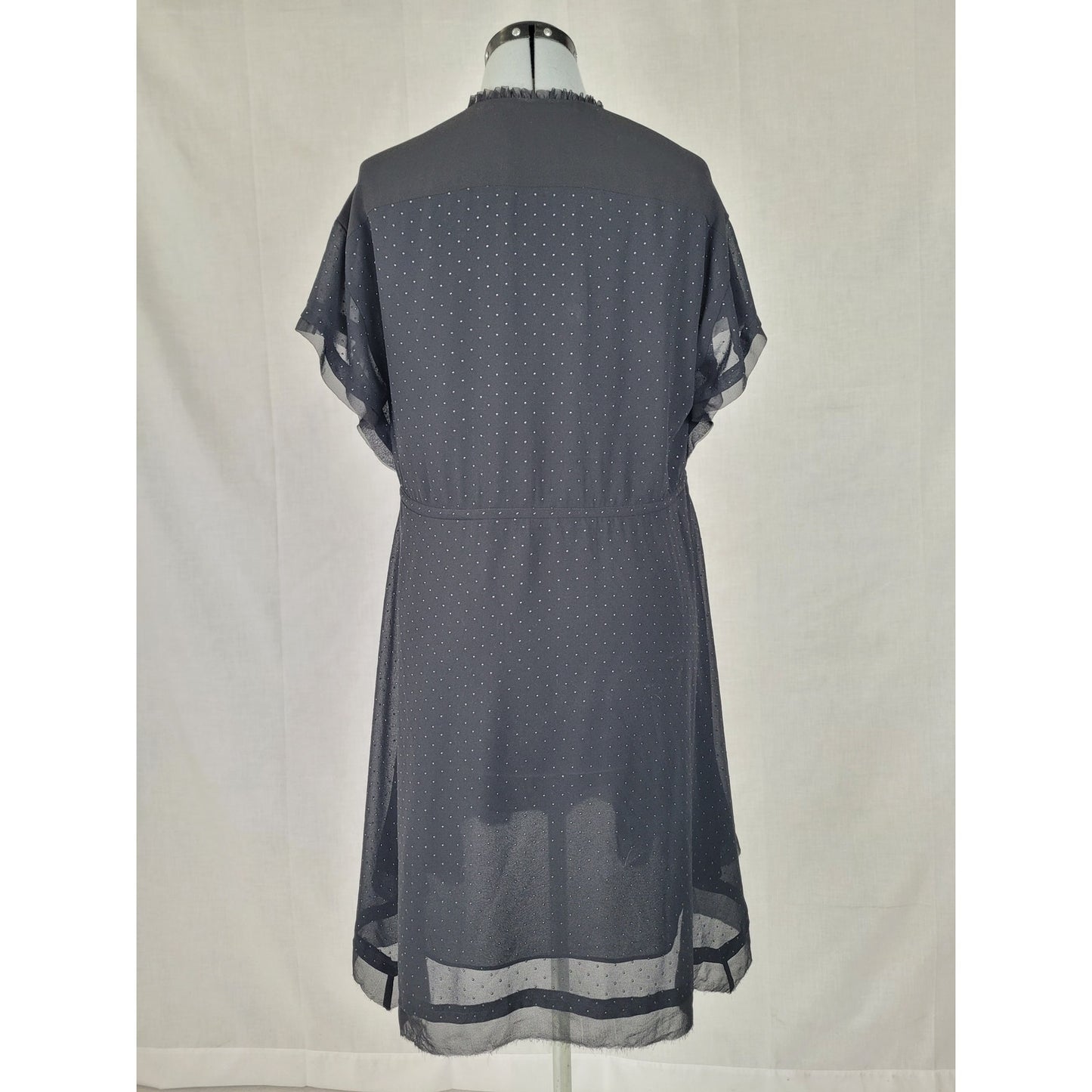 ALLSAINTS Keira Shimmer Flutter Sleeve Handkerchief Hem Dress Sz M