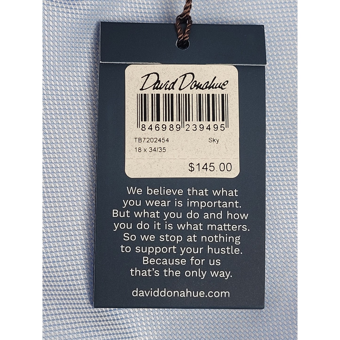 NWT David Donahue Trim Fit Blue Dress Shirt Sz 18 34/35