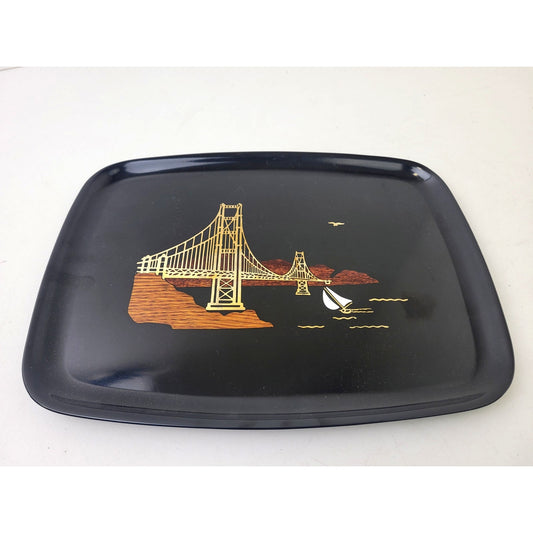 MCM Inlaid Golden Gate Bridge Tray from Couroc 1960s
