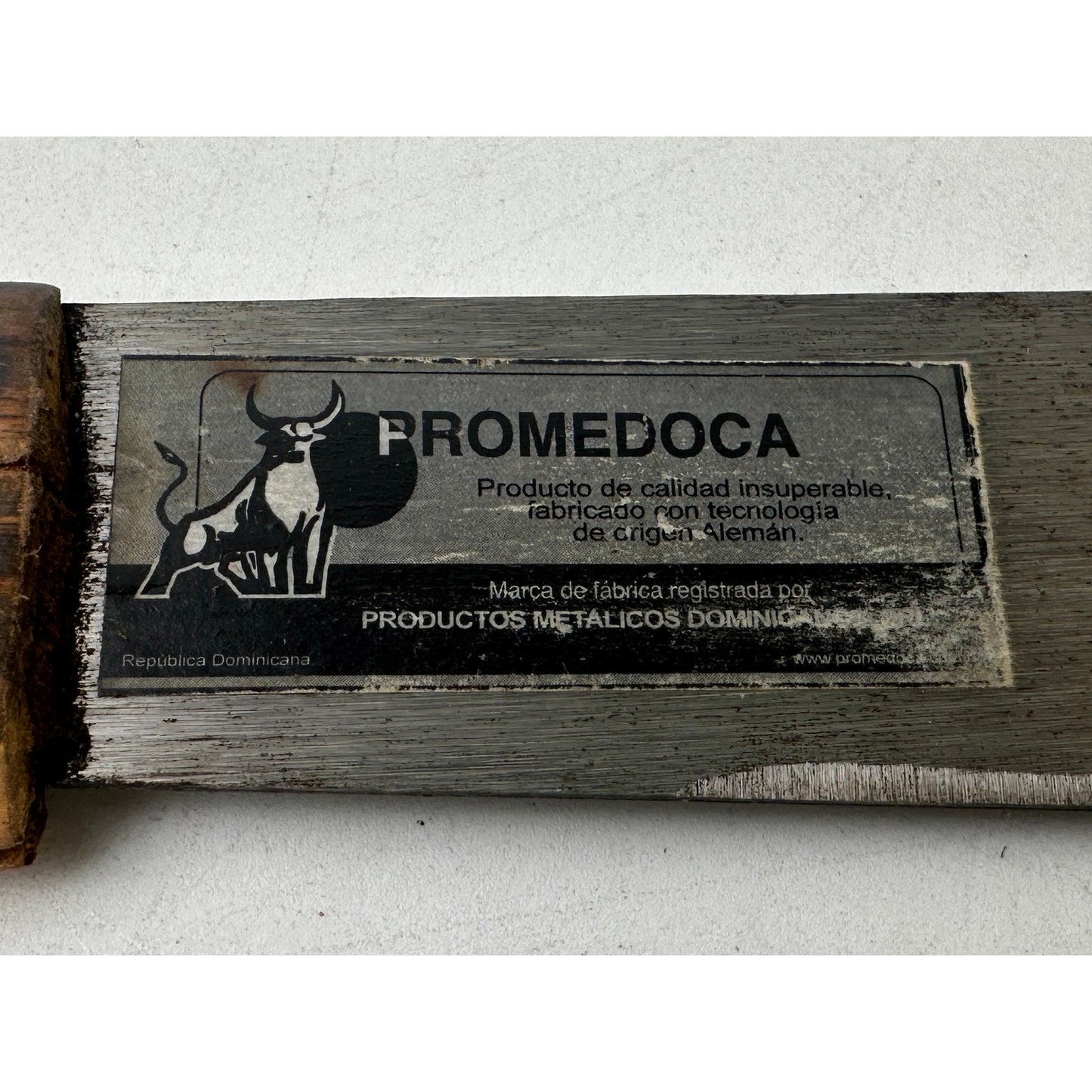 Vintage Dominican Promedoca Machete | Hand Carved Animal Handle & Tooled Leather Sheath