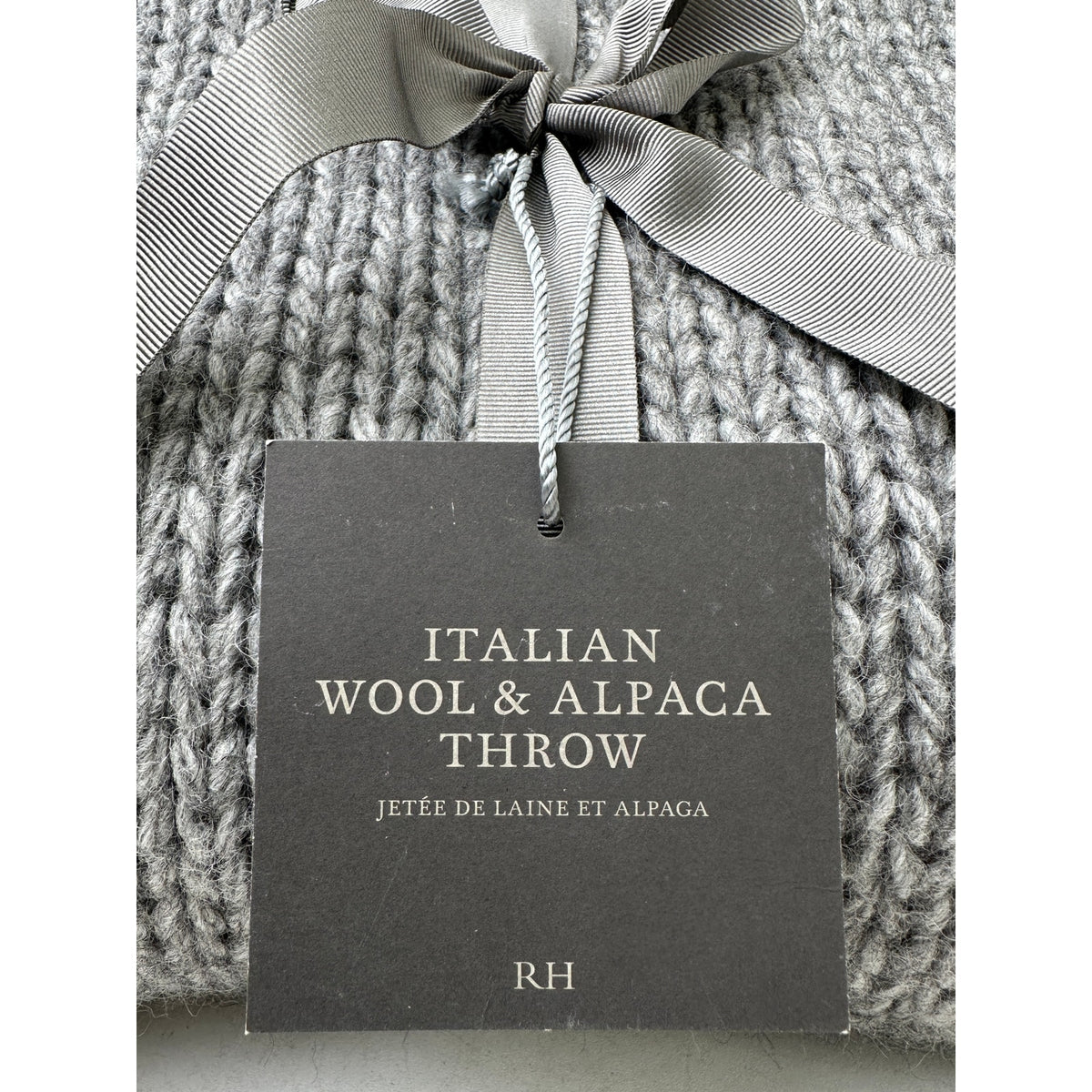 Restoration Hardware Italian Wool & Alpaca Gray Throw Blanket NWT