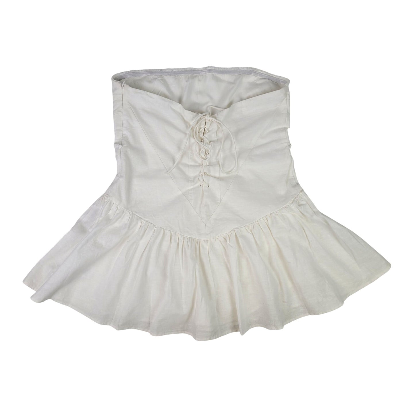 Peppermayo Larnie Linen Mini Dress Strapless Linen-Blend White Drop Waist Sz 14