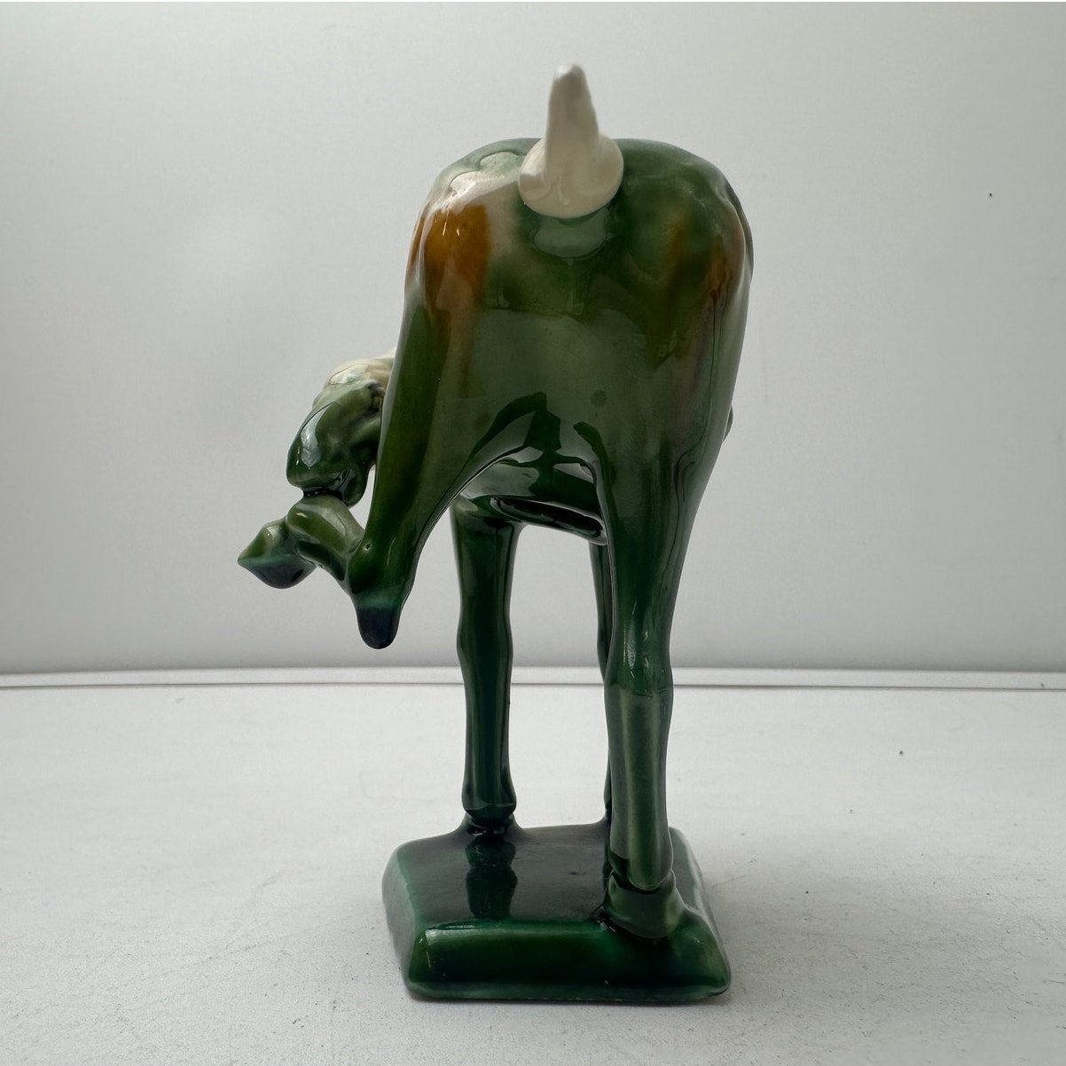 Vintage Chinese Tang Dynasty Style Sancai Glazed Ceramic War Horse Figurines