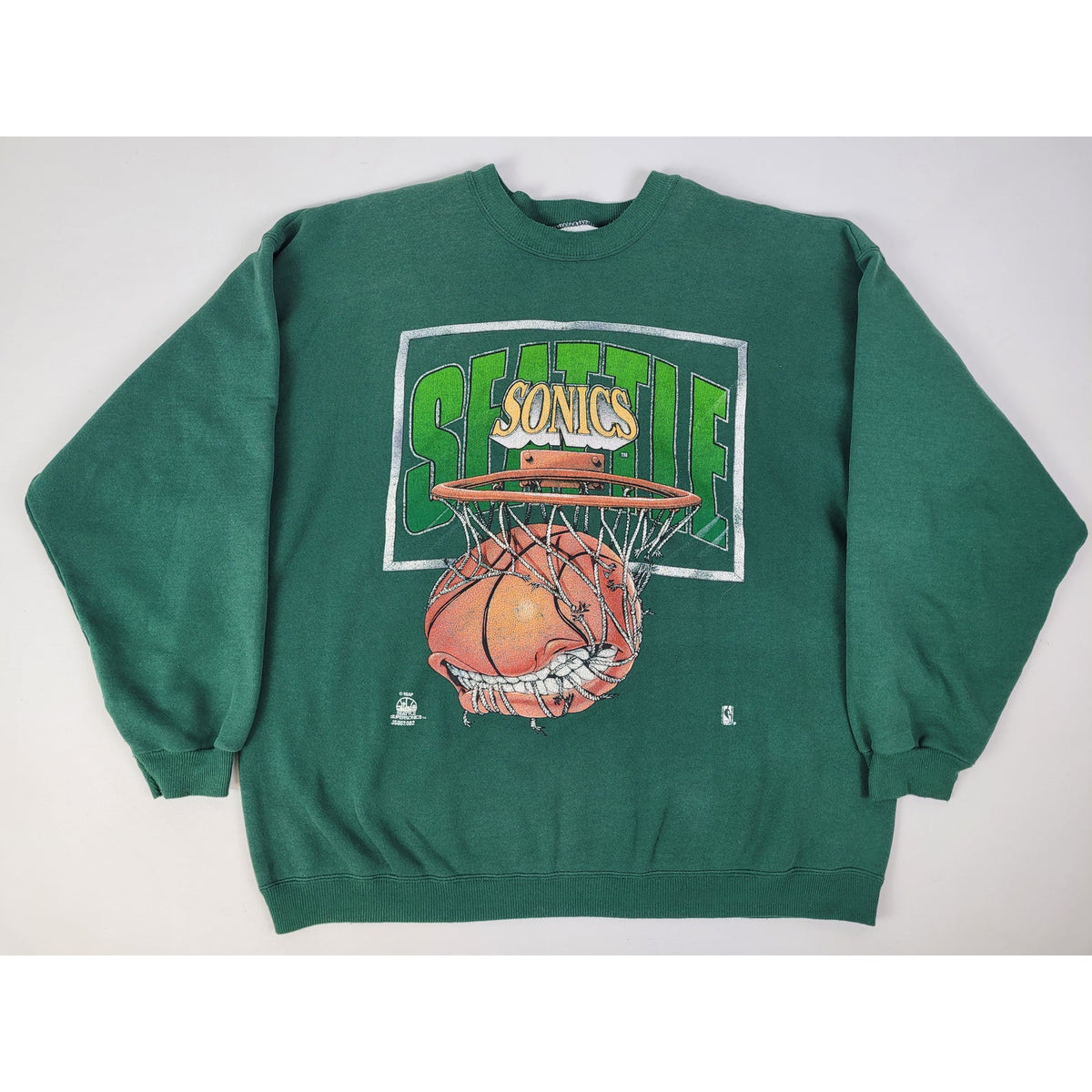 Vintage 90s Hanes Seattle SuperSonics "Net City" Crewneck Sweatshirt Sz XL