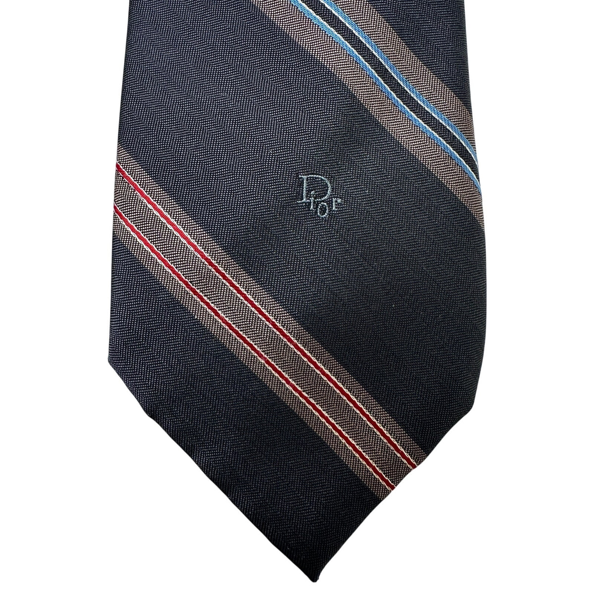 Vintage Christian Dior Embroidered Logo Striped Men's Necktie