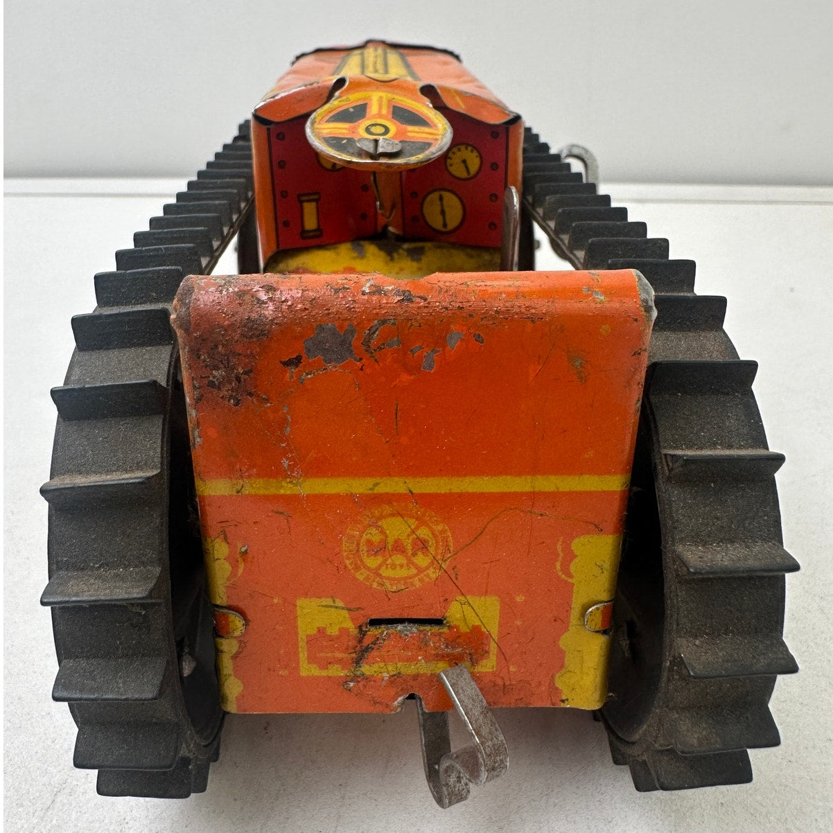 Vintage 1940s Louis Marx Tin Litho Wind-Up Caterpillar Tractor | Untested