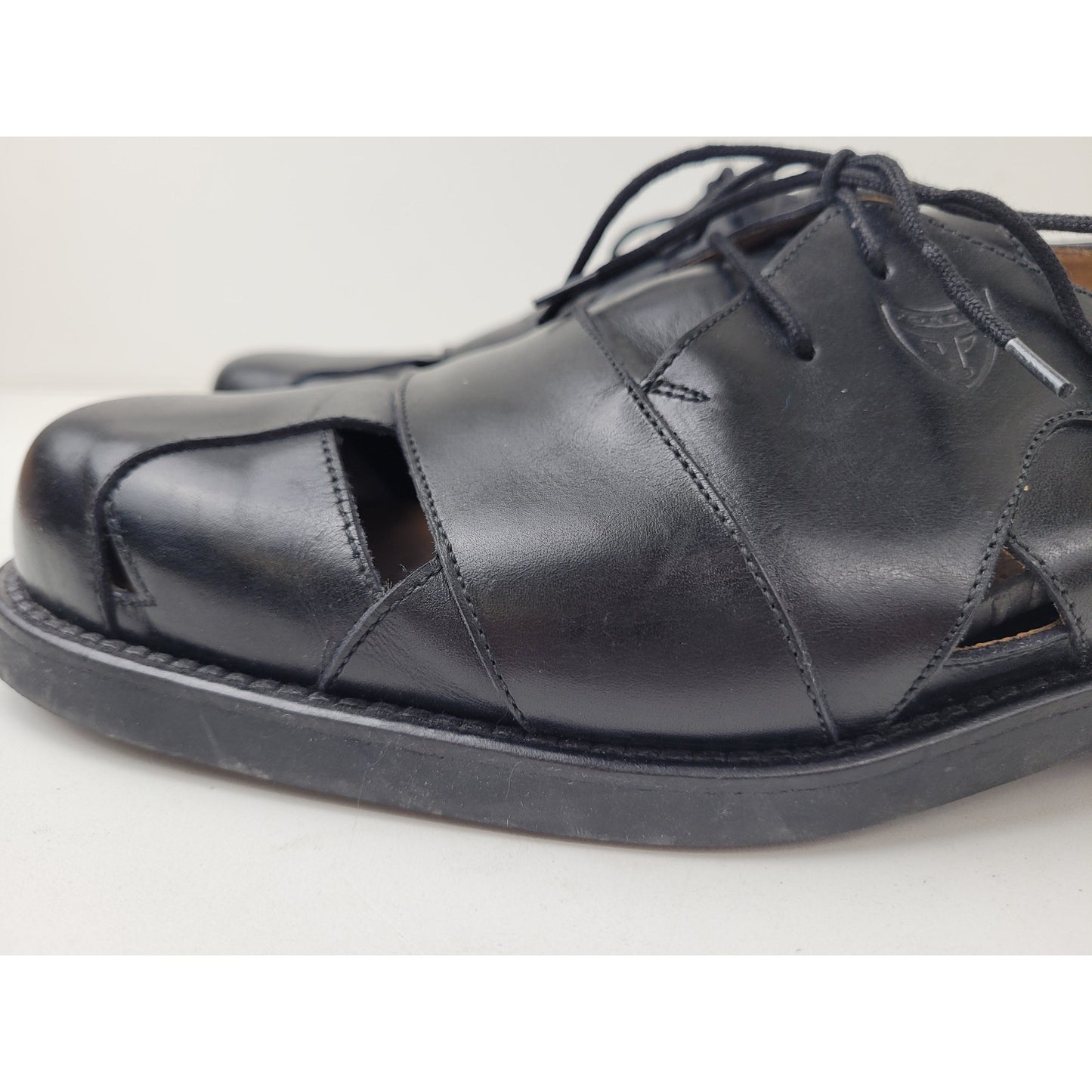 Toschi Luxury Black Leather Open Cutout Shoes Made in Italy Sz 9.5