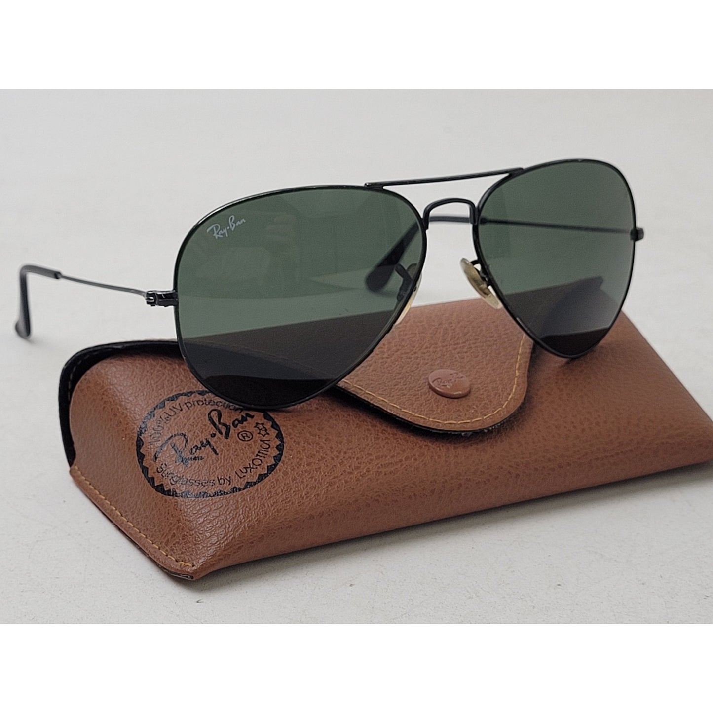 Ray-Ban Aviator Polarized Sunglasses Total Black with Case Made in Italy