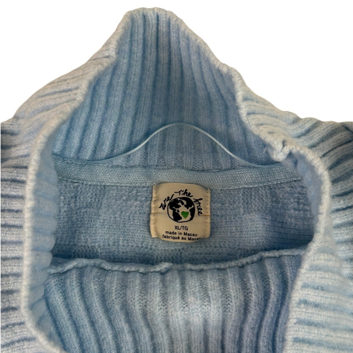 Free People Care FP Soul Searcher Light Blue Mock Neck Sweater Women's Sz XL NWT