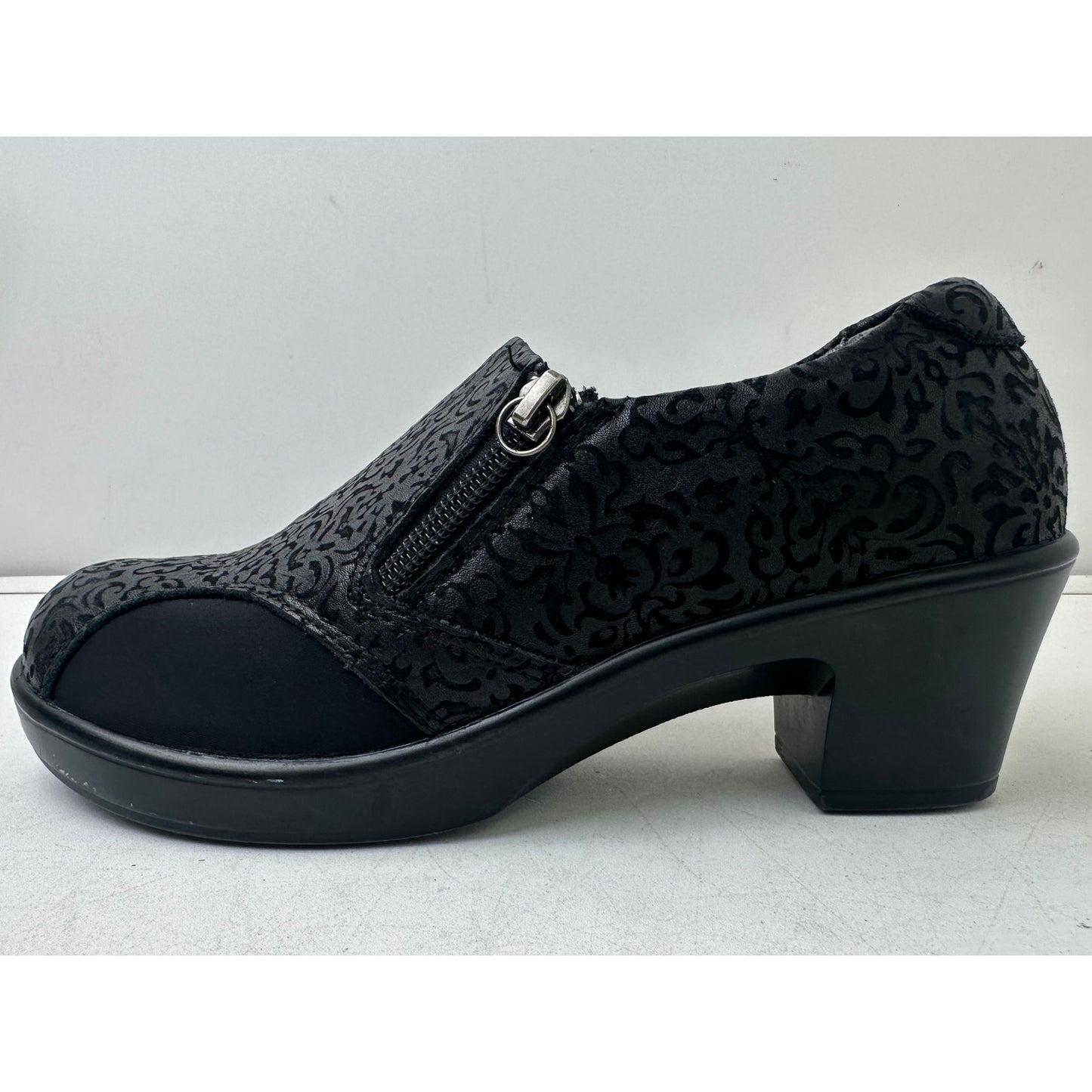 Alegria Hayden Black Floral Embossed Leather Shoes Women's Sz 36