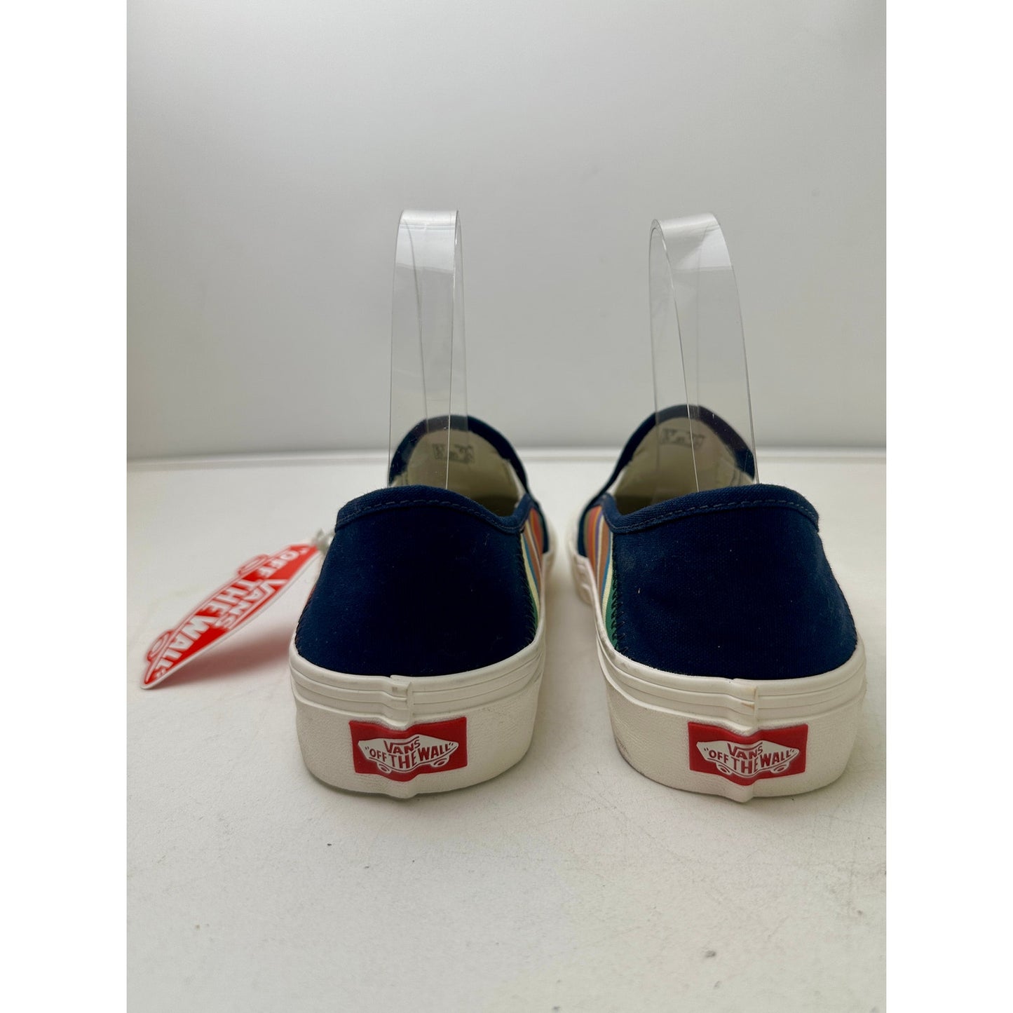 NEW Vans Slip-On SF "Retro Stripes" Dress Blues Canvas Sneakers W 8 / M 6.5