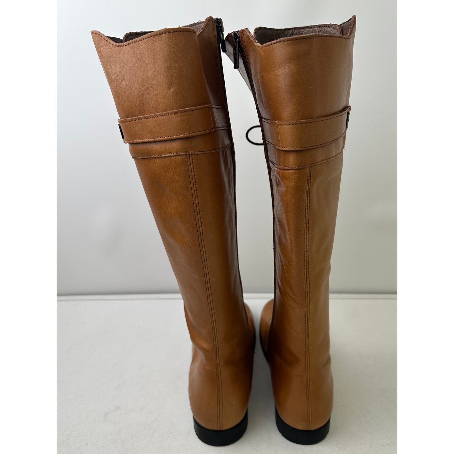 Birkenstock Longford Knee-High Cognac Leather Lace-Up Riding Boots Women's Sz 39