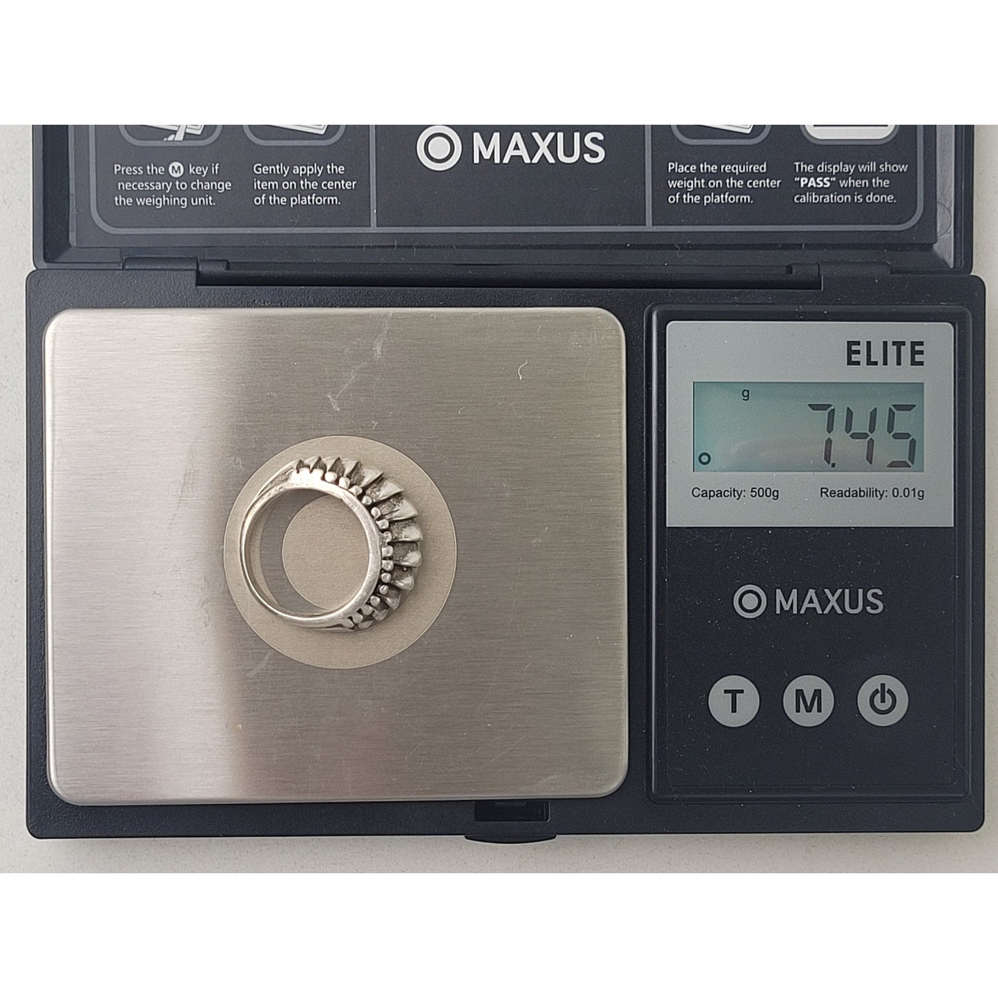 Sundance Heavy Serling Silver Ring Bold Modernist Dome Bead Design Sz 5 3/4