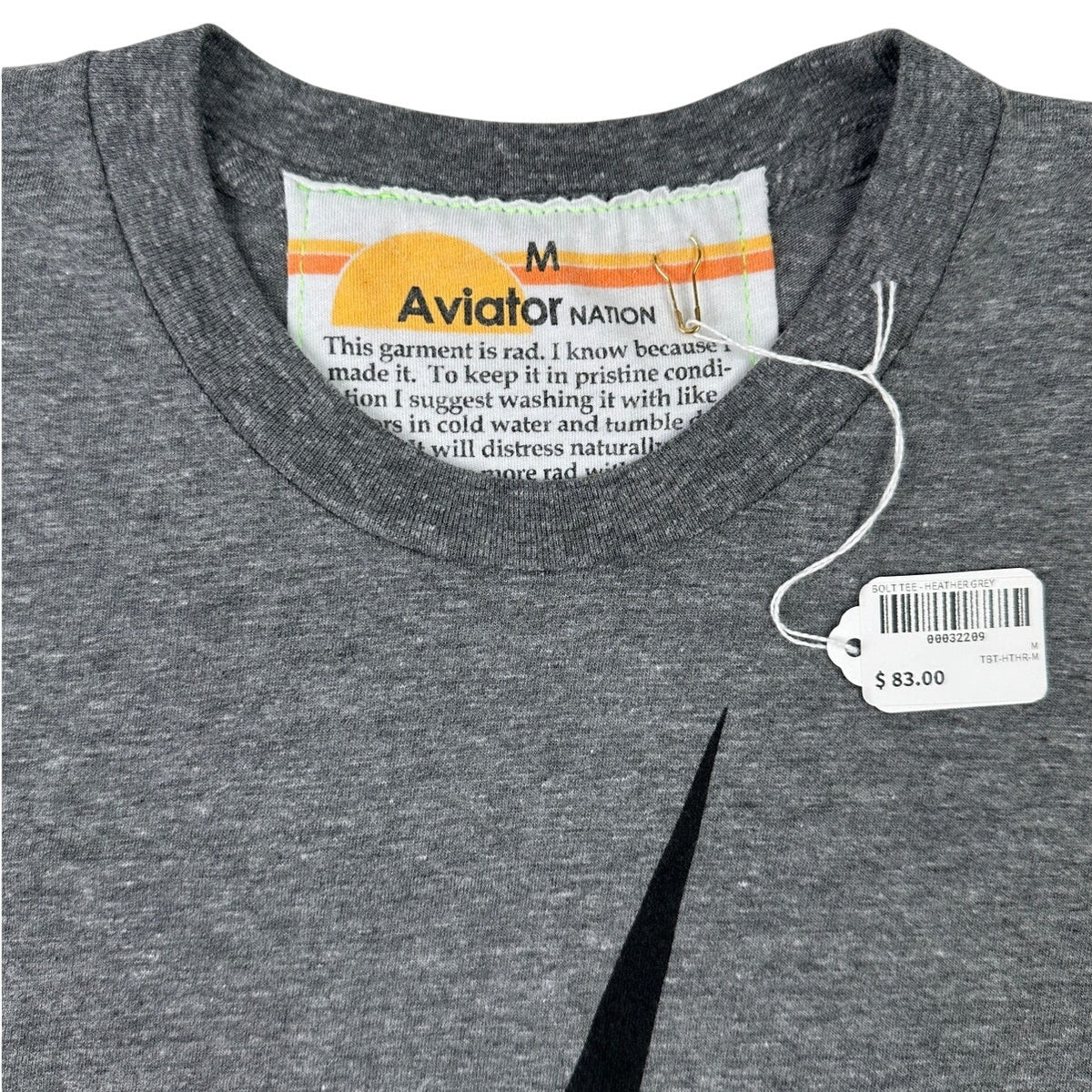 Aviator Nation Heather Grey Black Lightning Bolt Tee Men's Sz M