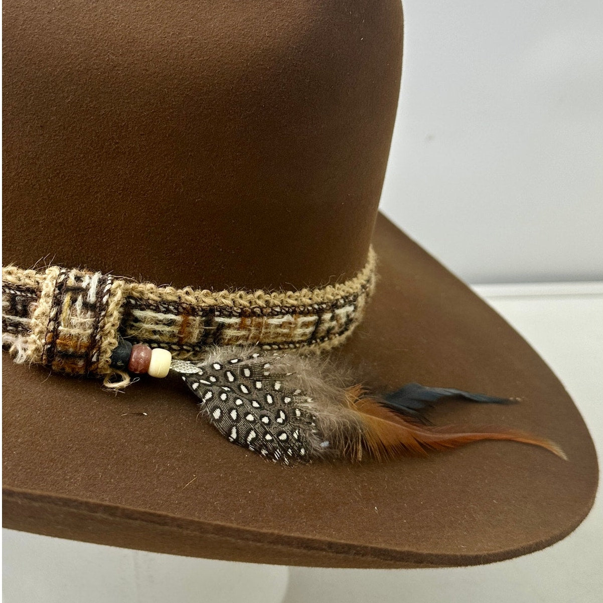 Vintage Resistol Stagecoach Brown Felt Cowboy Hat W/ Patterned Band Sz 7 1/4