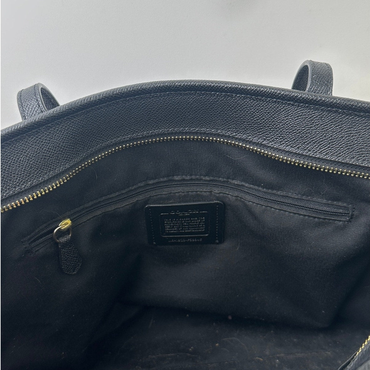 Coach City Zip Black Crossgrain Leather Tote Bag
