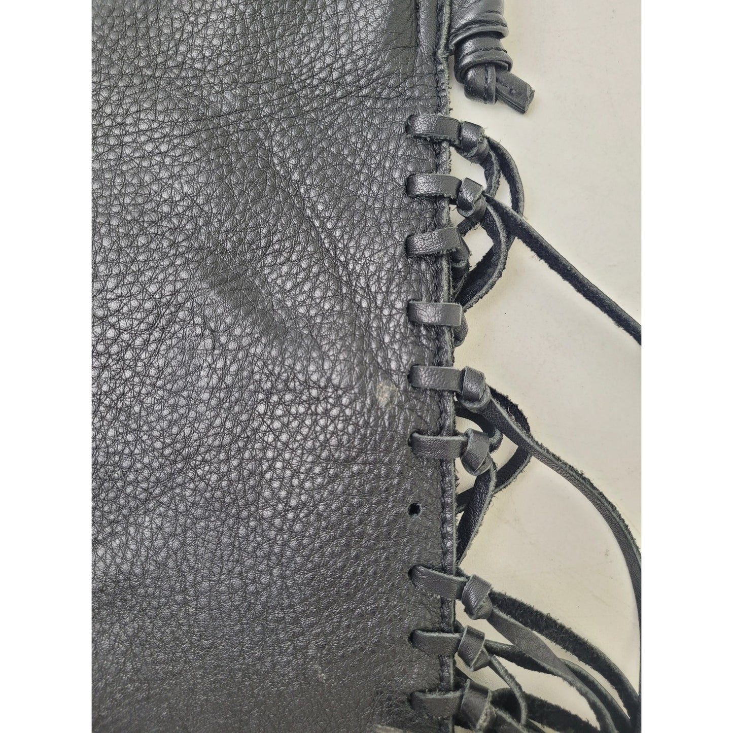 Hobo Black Leather Fringe Foldover Crossbody Purse Boho Western Style