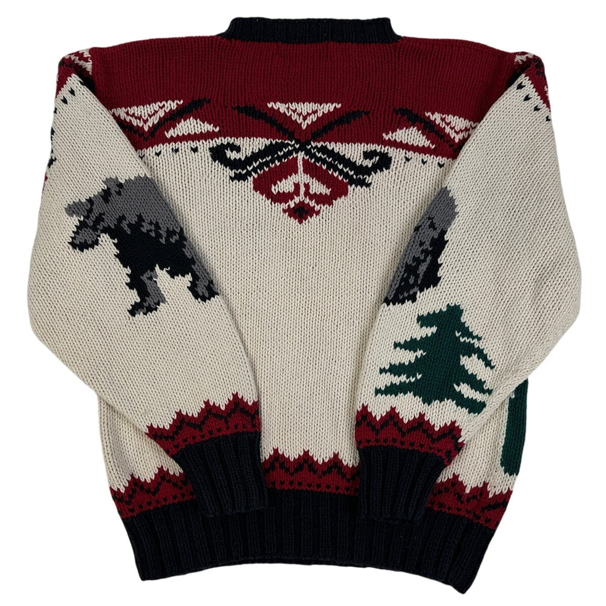 Vintage Robert Stock Bear & Pine Tree Knit Sweater Men's Sz M