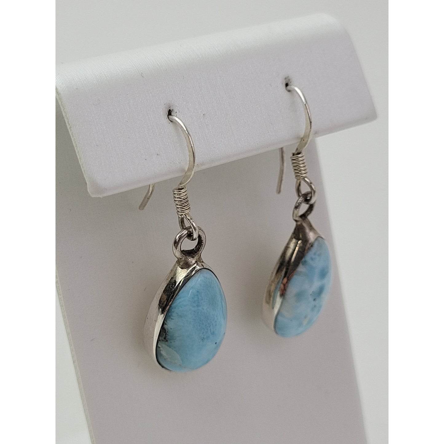 Sterling Silver 925 Larimar Upper Arm Cuff Bracelet & Earrings Set