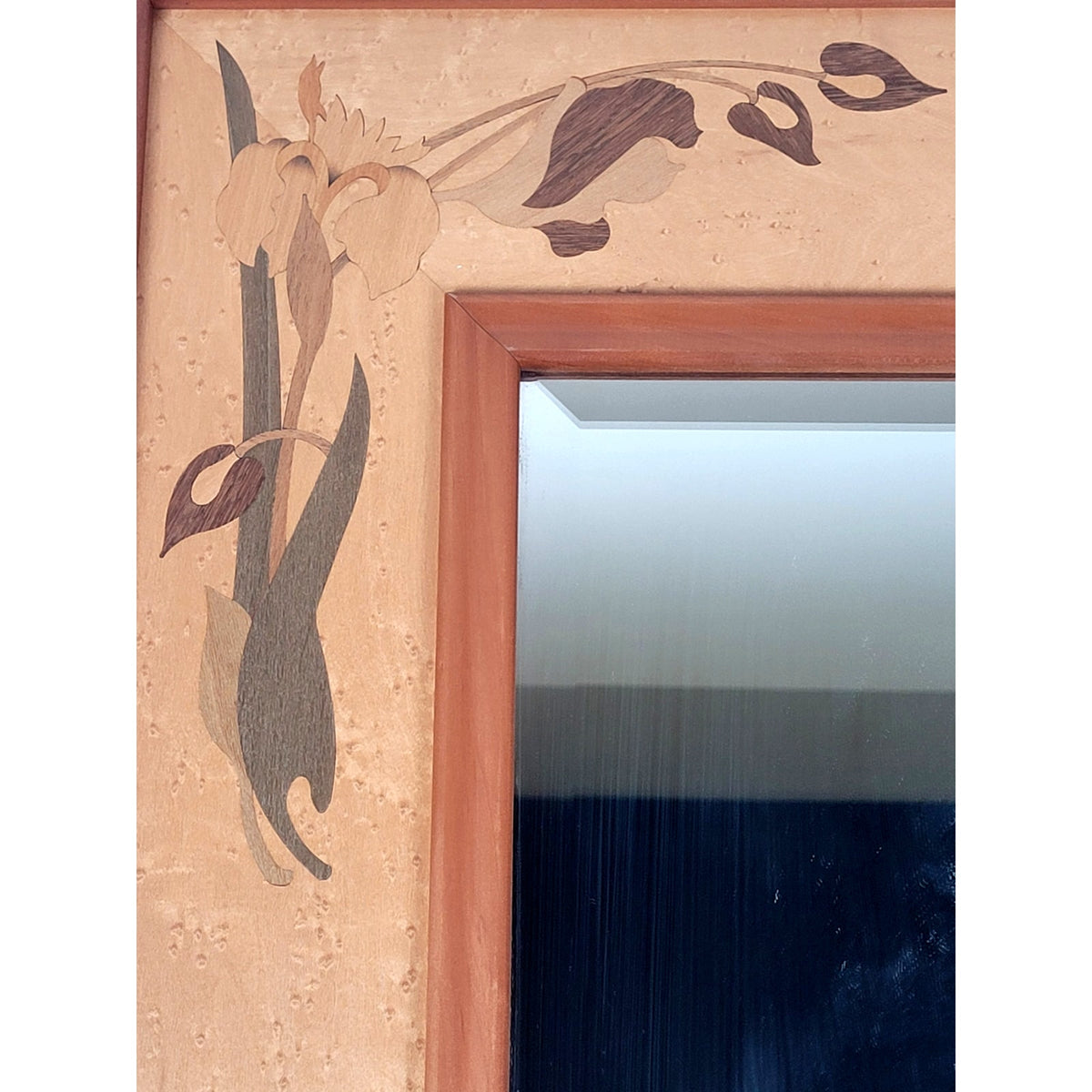 Hudson River Inlay Iris Border Decorative Wall Mirror 31.5" x 25.5"