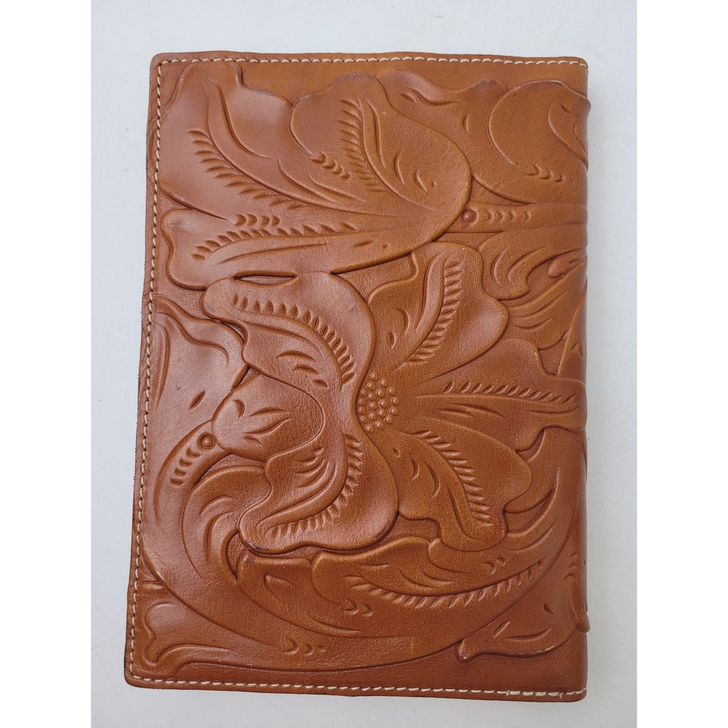 Patricia Nash Tooled Brown Leather Lined Notebook 8 1/2" x 6"