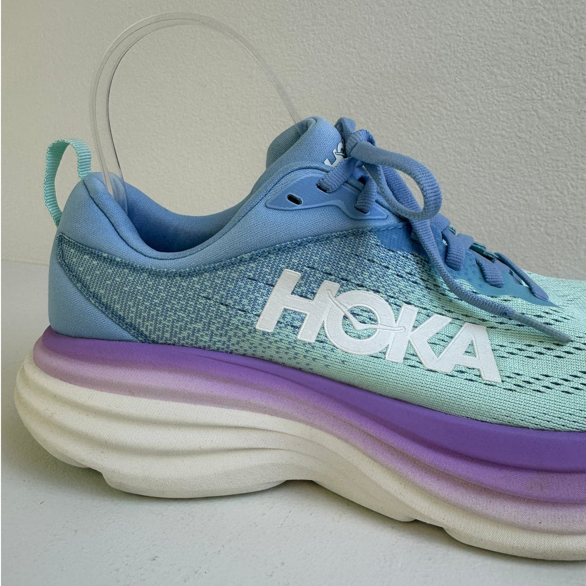 HOKA Bondi 8 Wide Airy Blue Sunlit Ocean Running Shoes Women's Sz 7.5