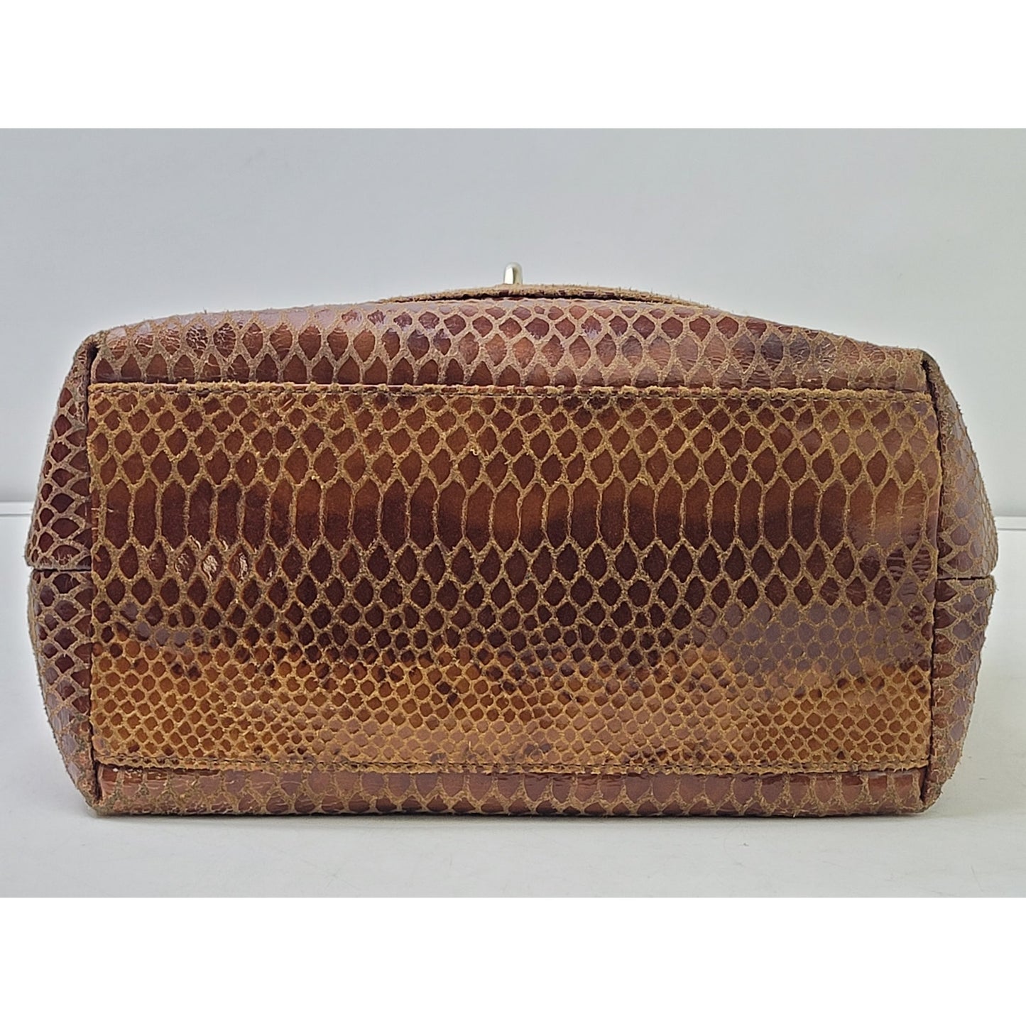 Dooney & Bourke Annalisa Lock Hobo Bag Brown Snake-print Leather EUC