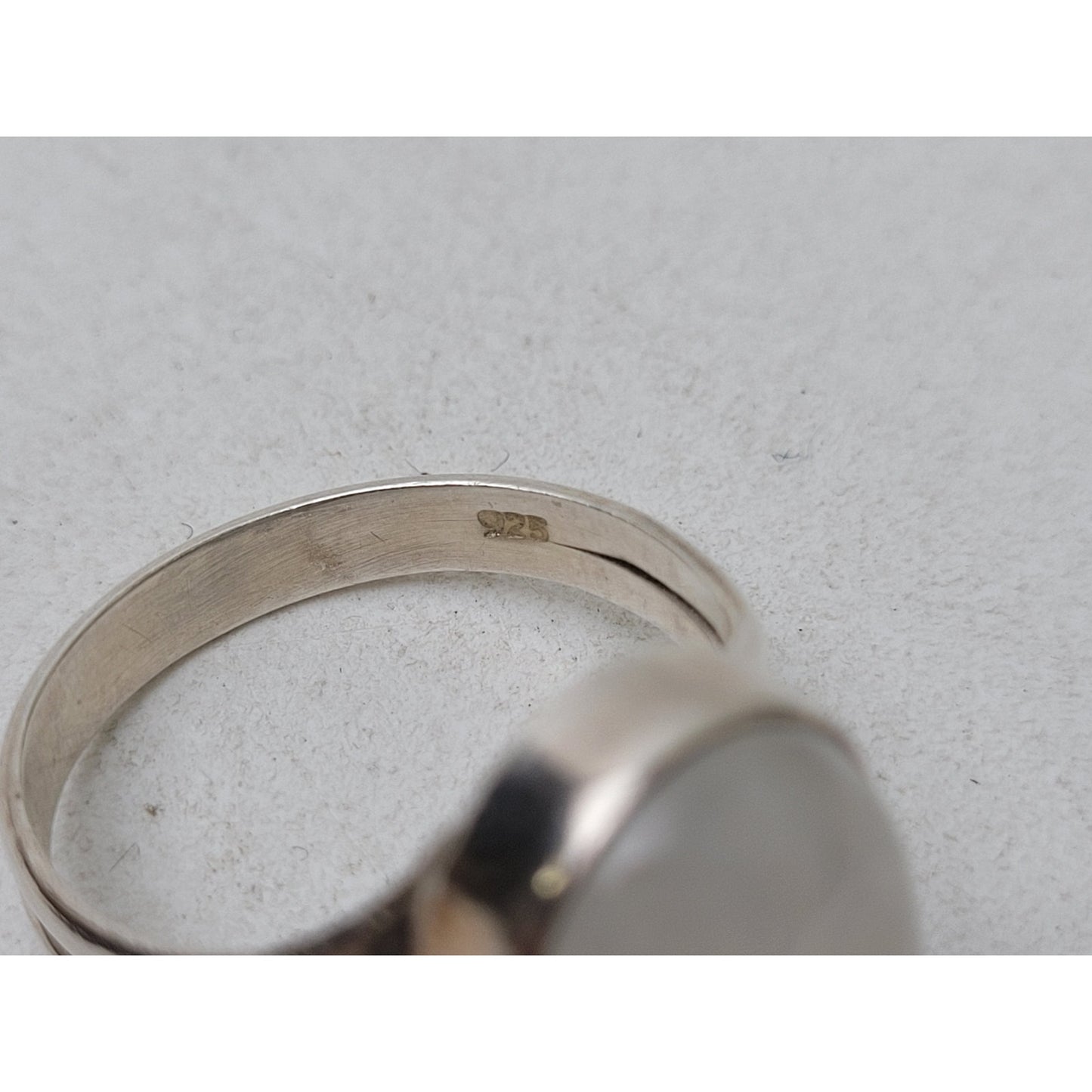 Sterling Silver Rainbow Moonstone Ring Split Shank Design Boho Statement Piece