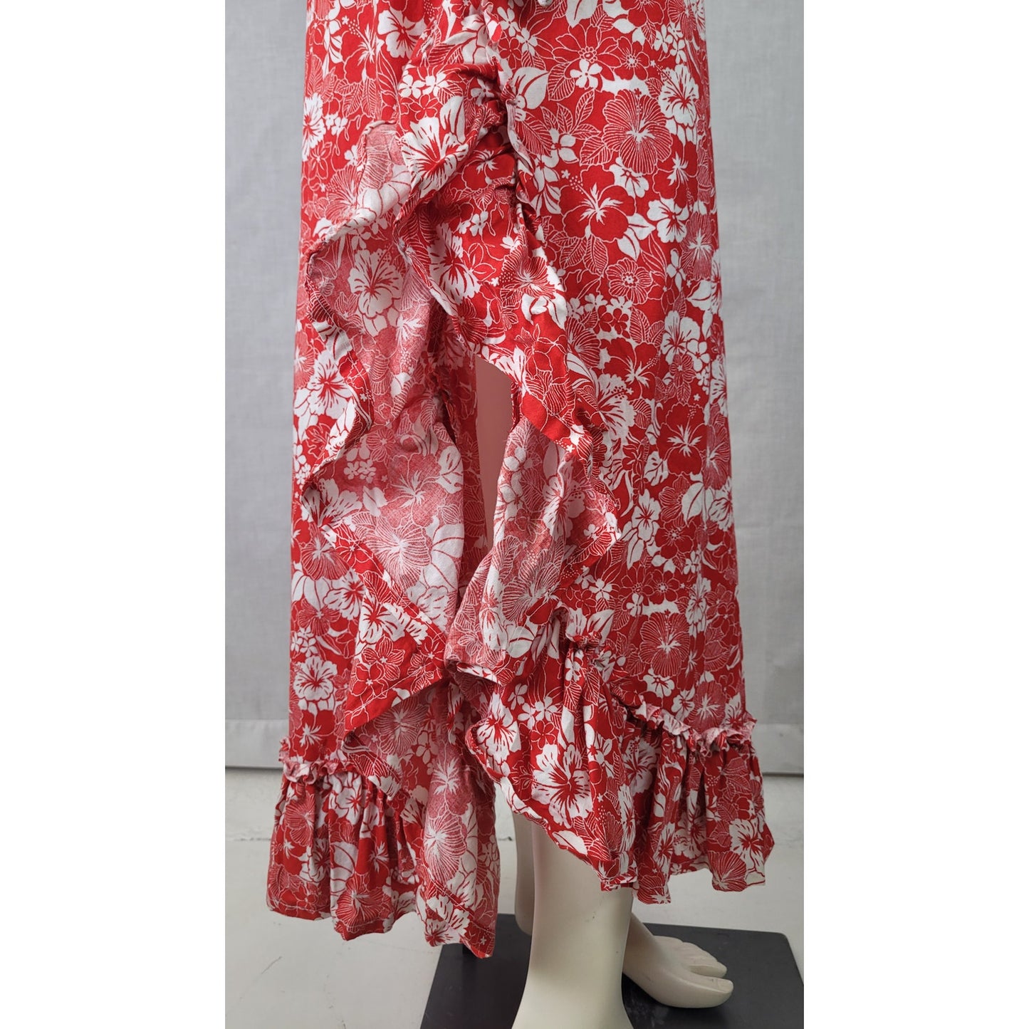 Vintage 1960s/70s Handmade One-Shoulder Hawaiian Dress Side Slit Sz S/M
