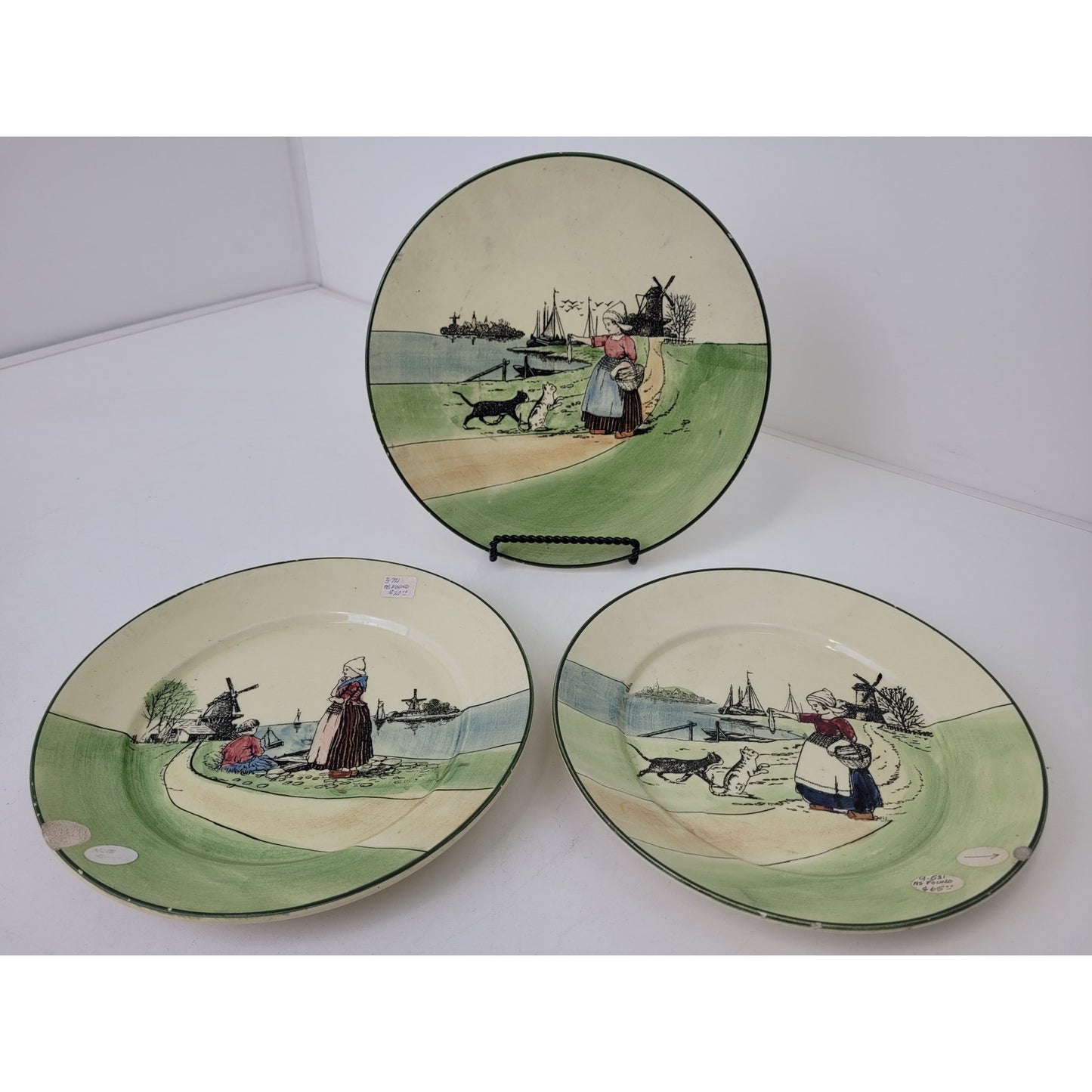 Antique G.S. Zell Baden & Haag Pottery Dutch Scenes Hand Painted Lot of 25