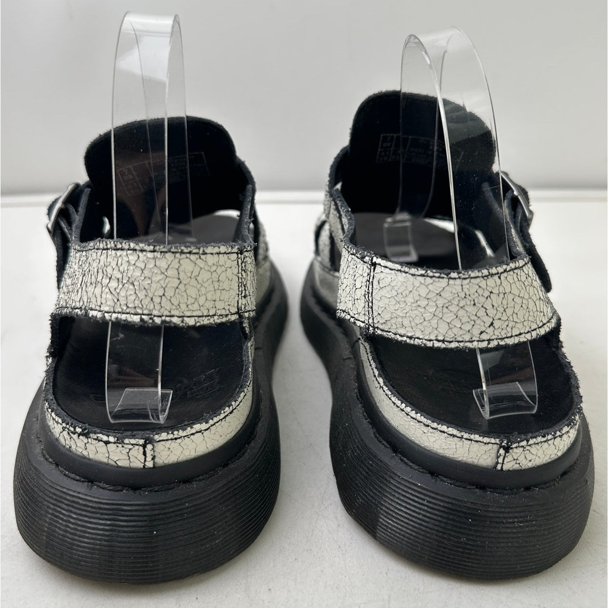 Vintage Dr. Martens Asha Double Tongue White Crackle Leather Sandal Women's Sz 9