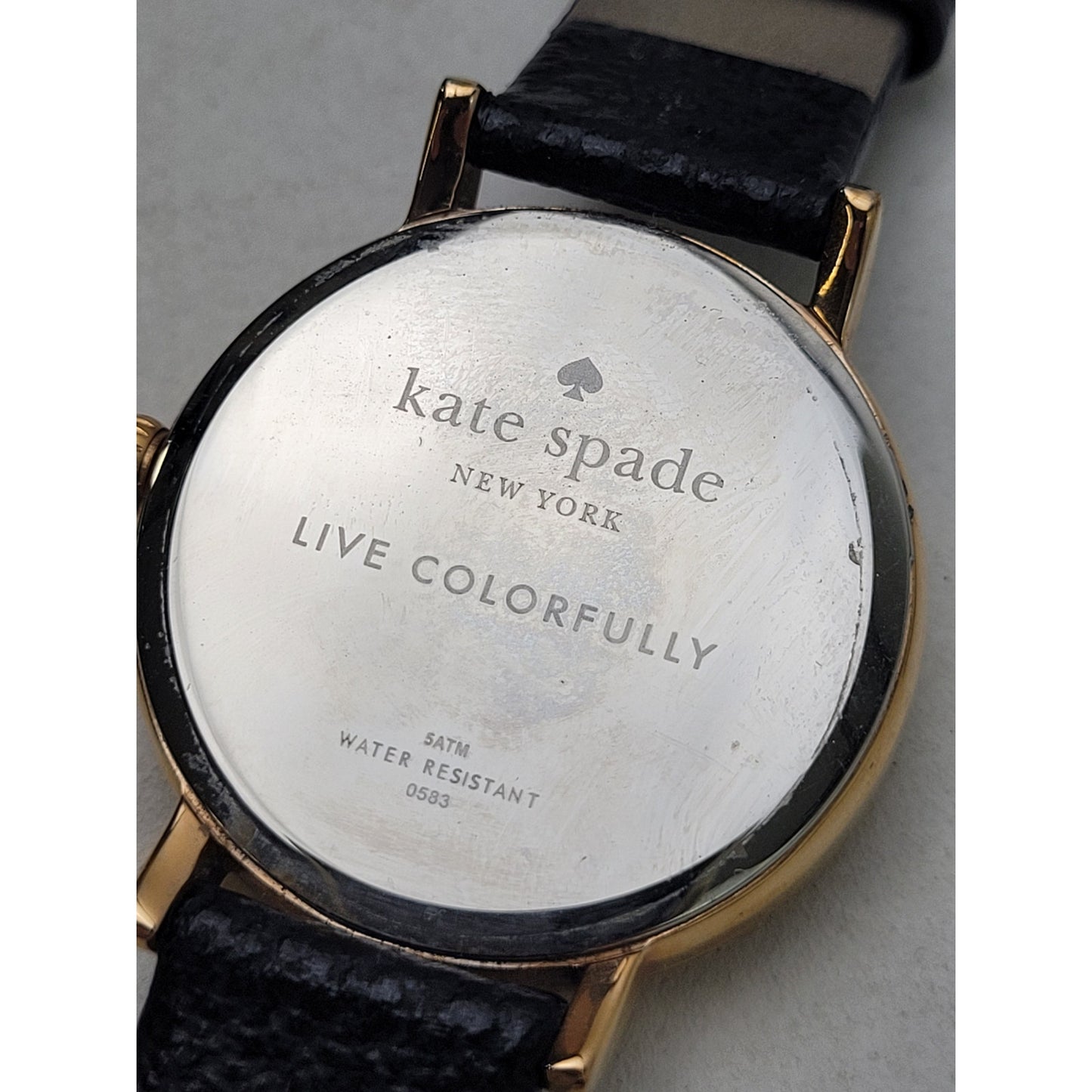 Kate Spade New York Gold-Tone Watch Black Face Black Leather Band