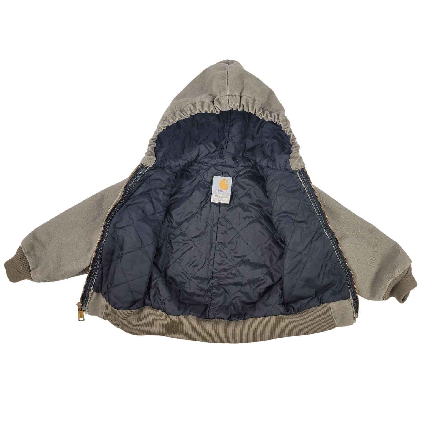 Vintage Carhartt Youth Active Brown Canvas Jacket Quilted Lining Sz 4T